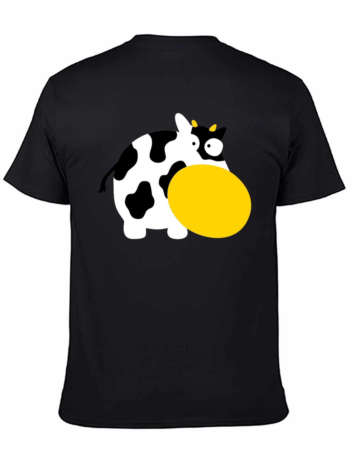 Funny Cartoon Cow Graphic T-Shirt - Black