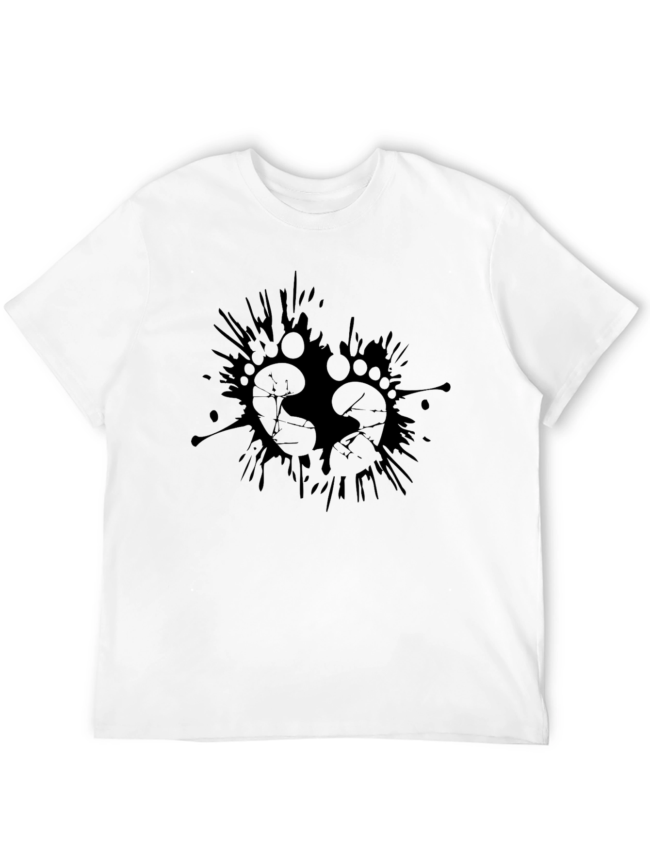 Mens Black Graphic Tee - Footprints Splash Design