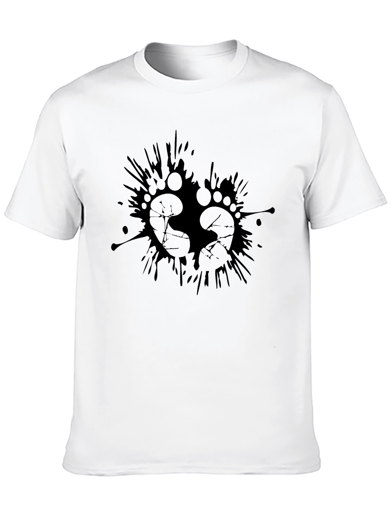 Mens Black Graphic Tee - Footprints Splash Design