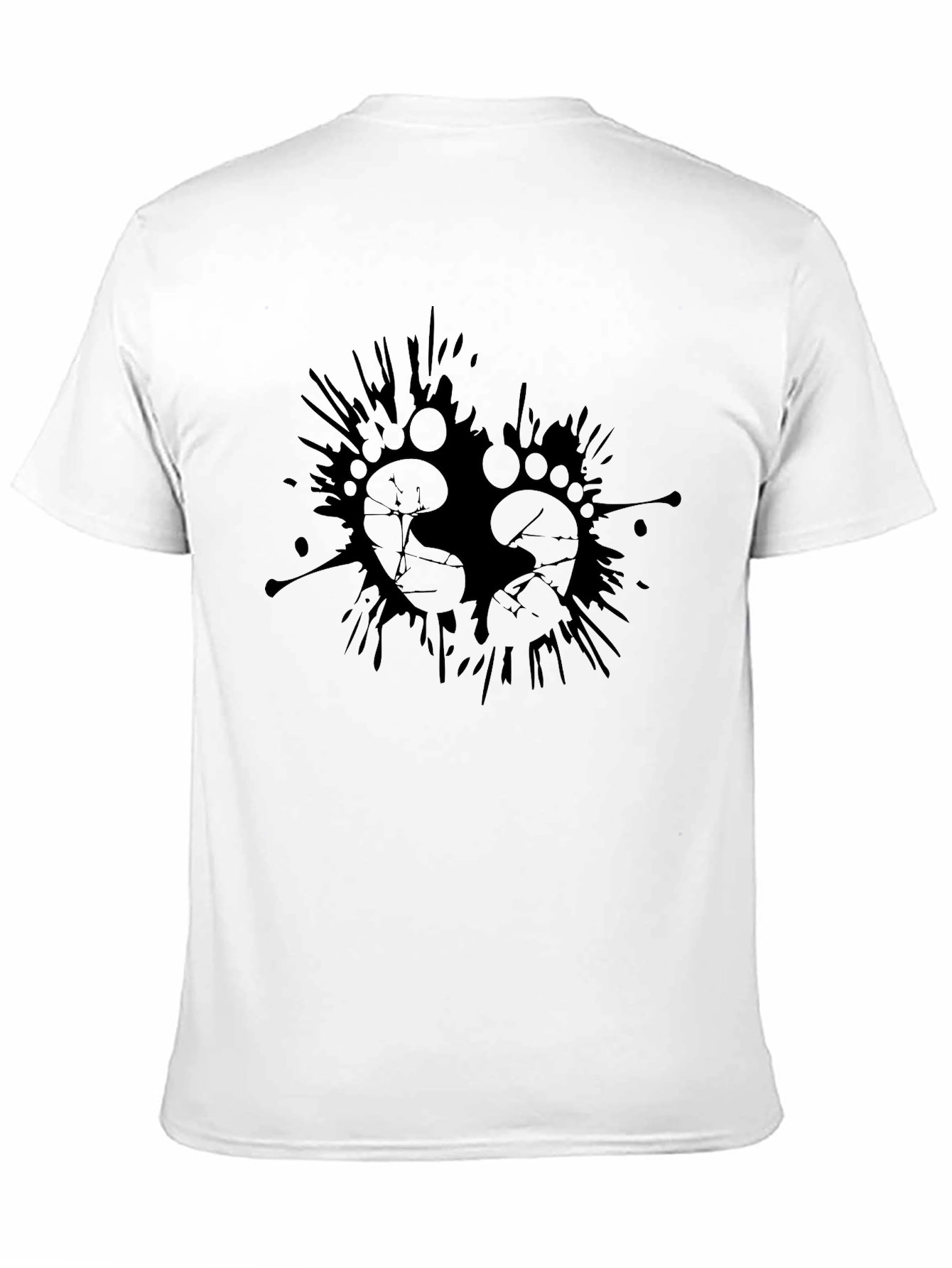 Mens Black Graphic Tee - Footprints Splash Design