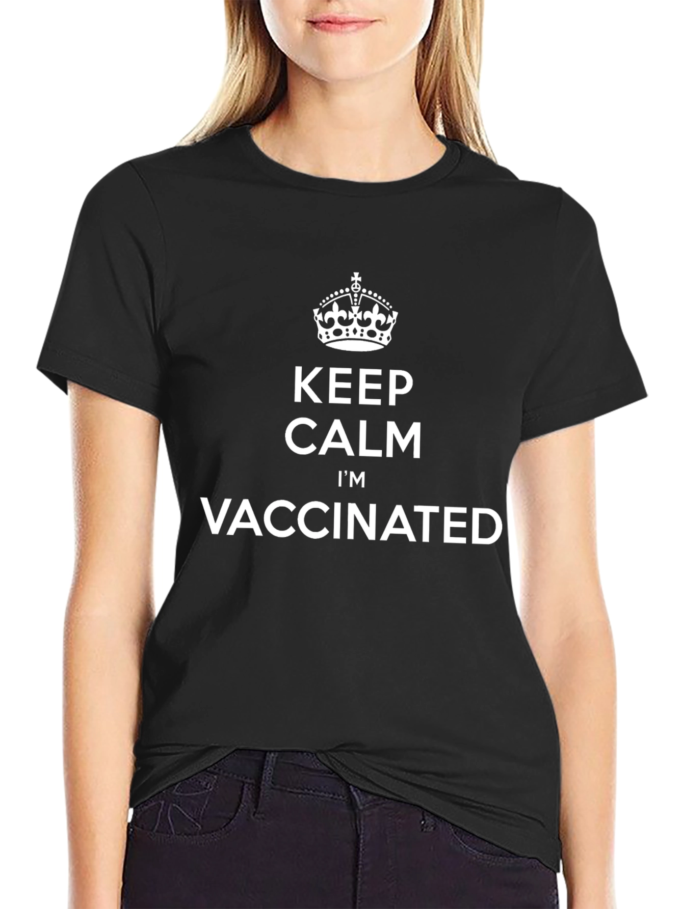 Keep Calm Im Vaccinated Black T-Shirt