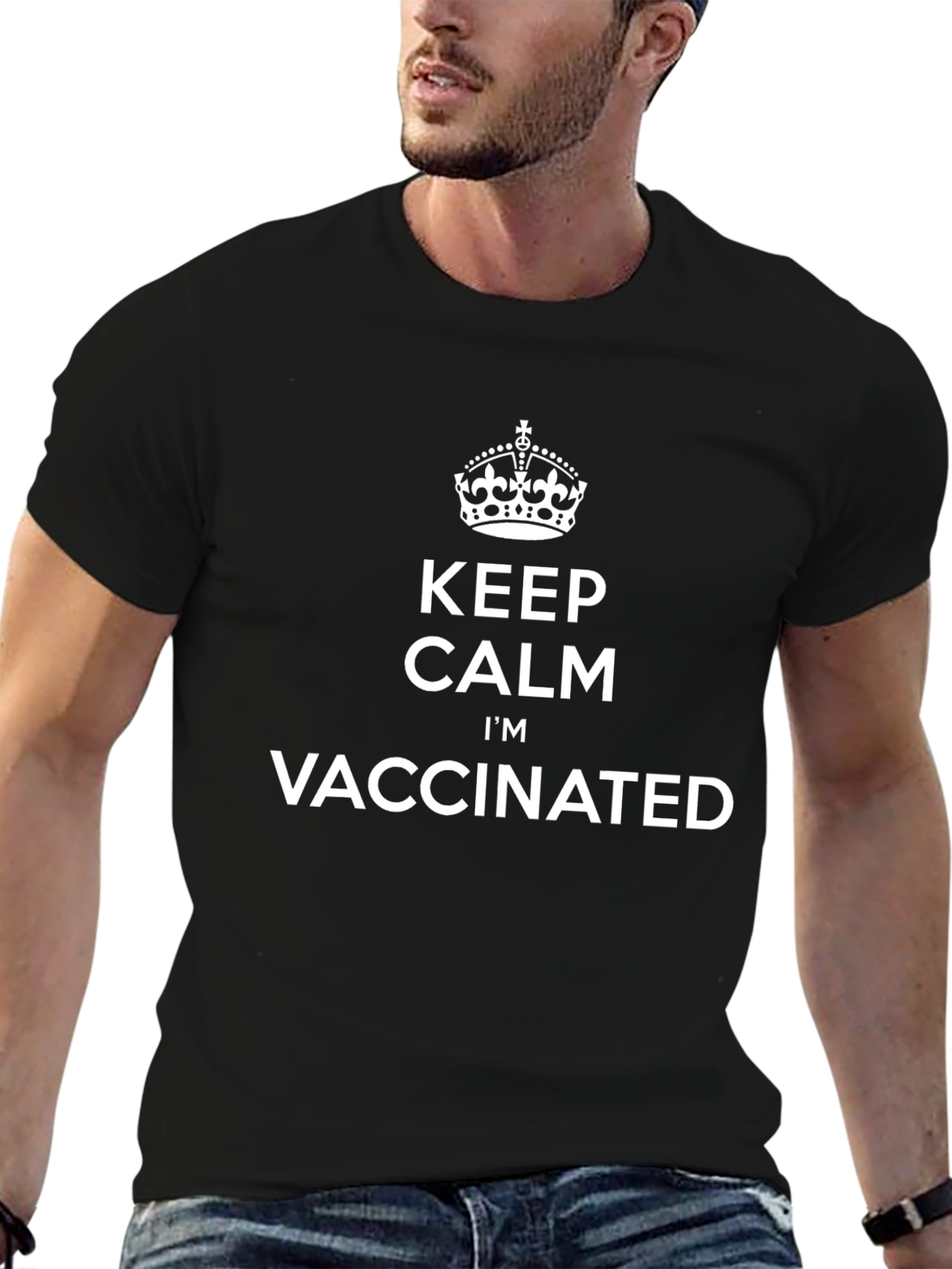 Keep Calm Im Vaccinated Black T-Shirt
