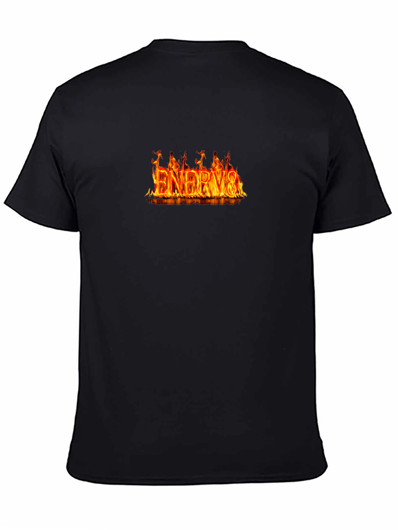 Flaming ENERGY8 Graphic Tee - Black Cotton T-Shirt