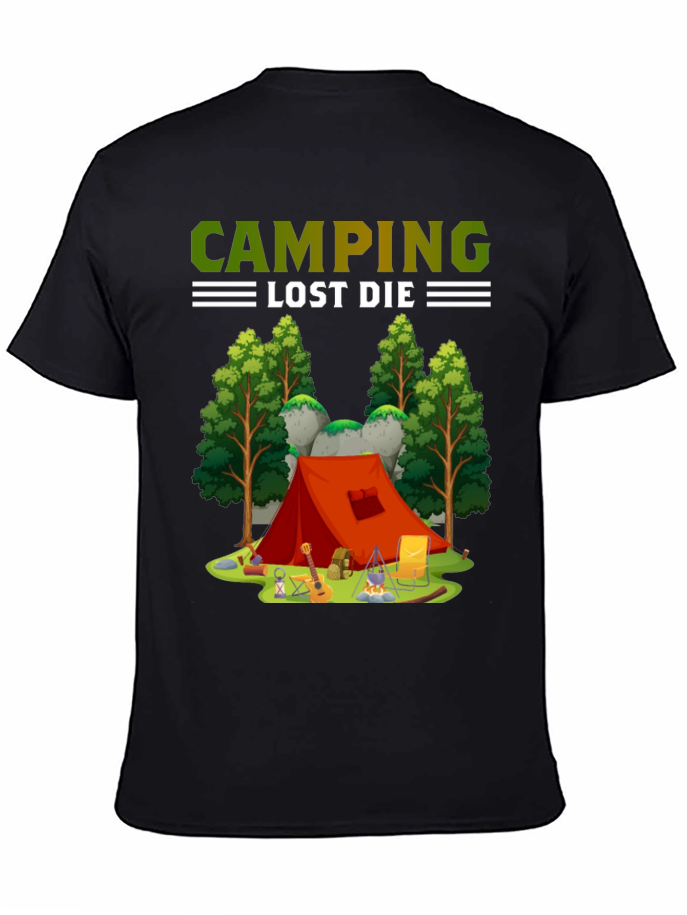 Camping T-Shirt Tent and Campfire Design