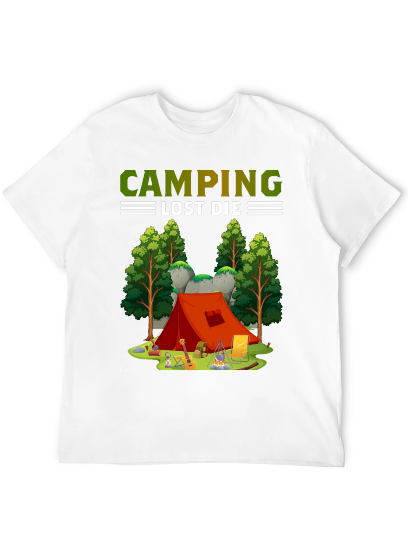Camping T-Shirt Tent and Campfire Design