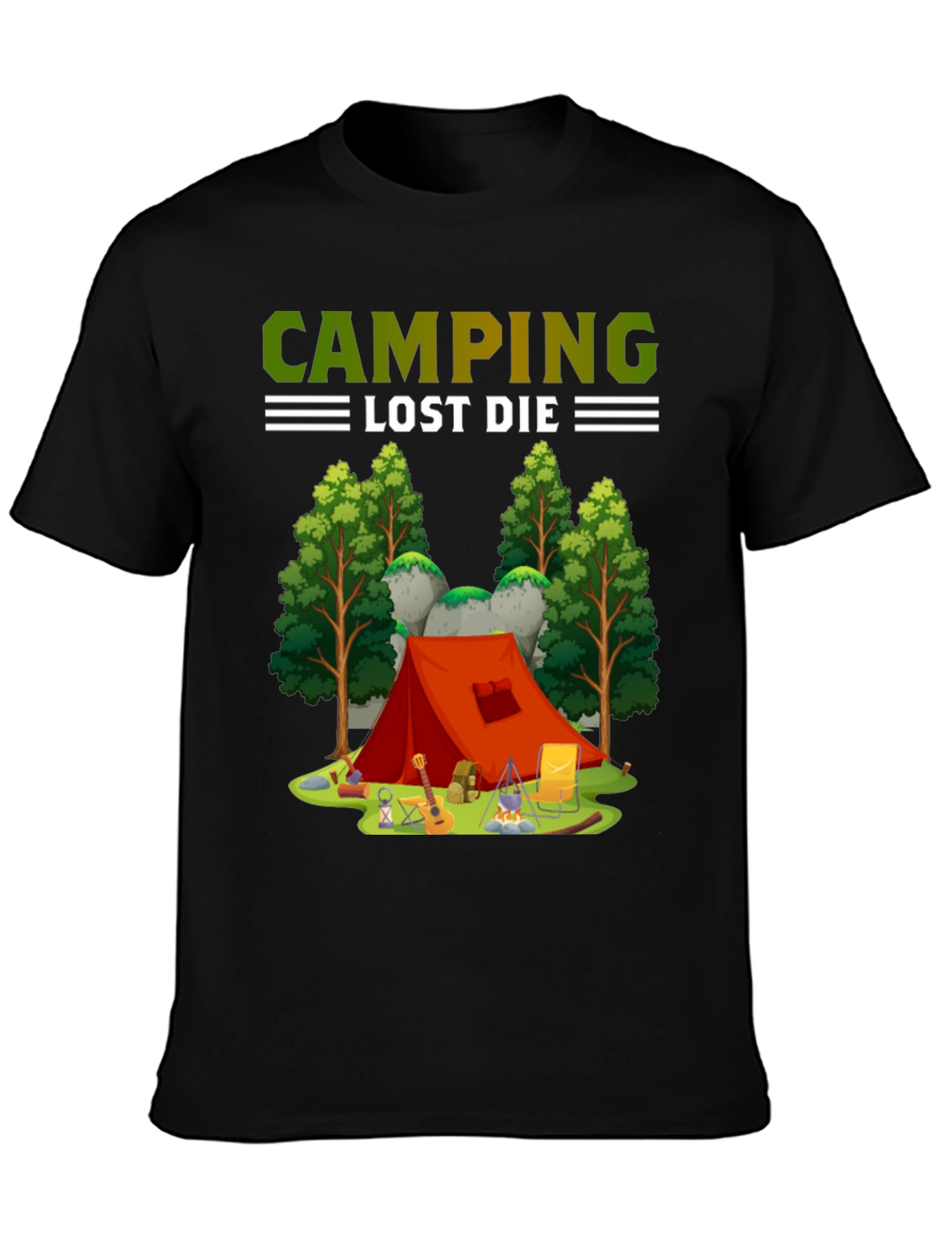 Camping T-Shirt Tent and Campfire Design