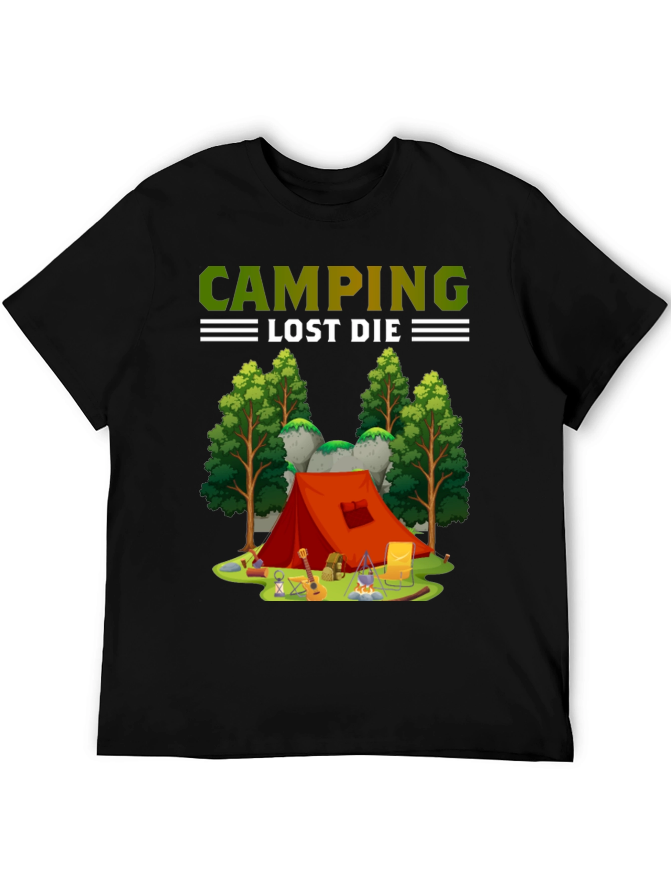 Camping T-Shirt Tent and Campfire Design
