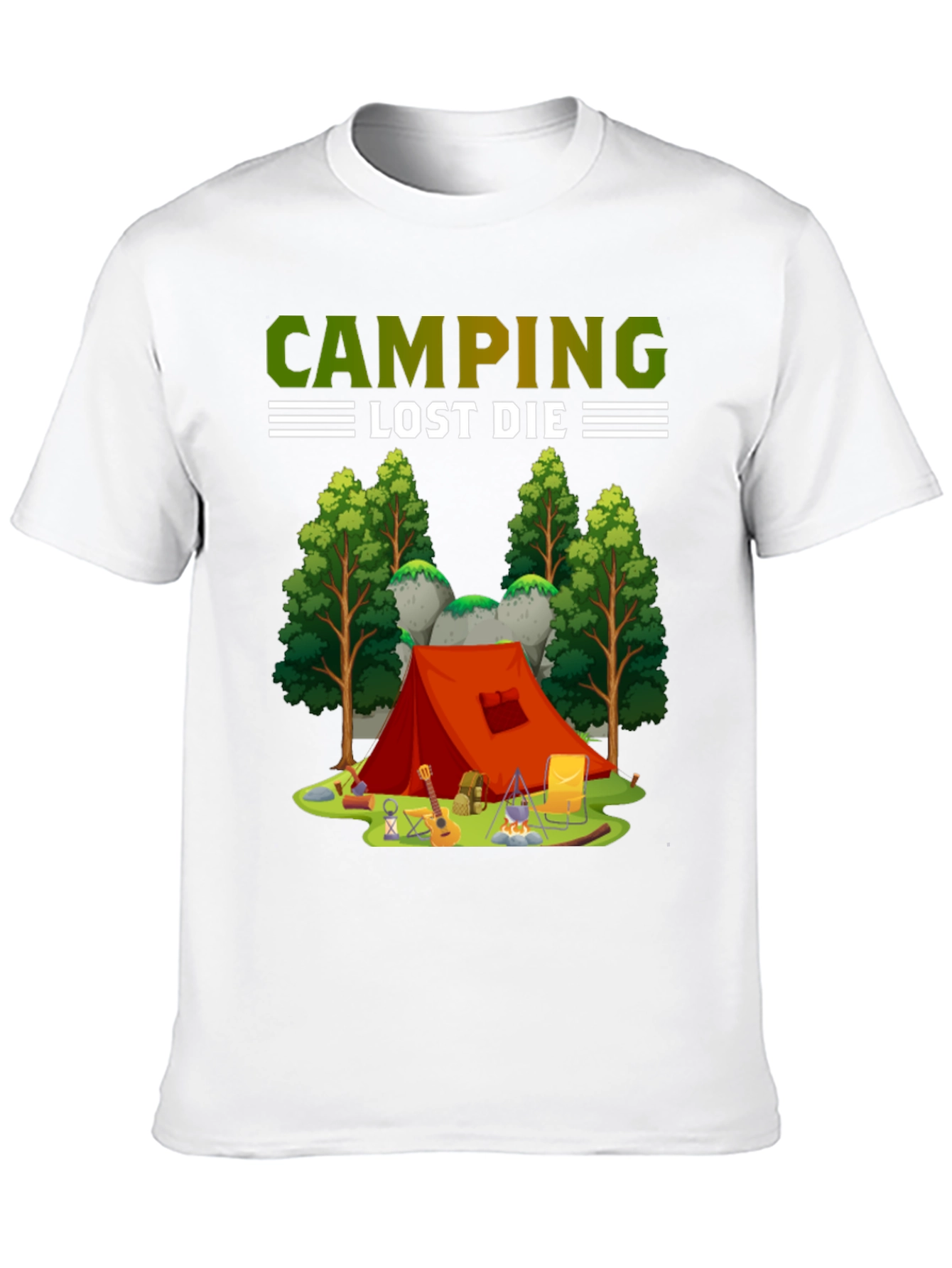 Camping T-Shirt Tent and Campfire Design