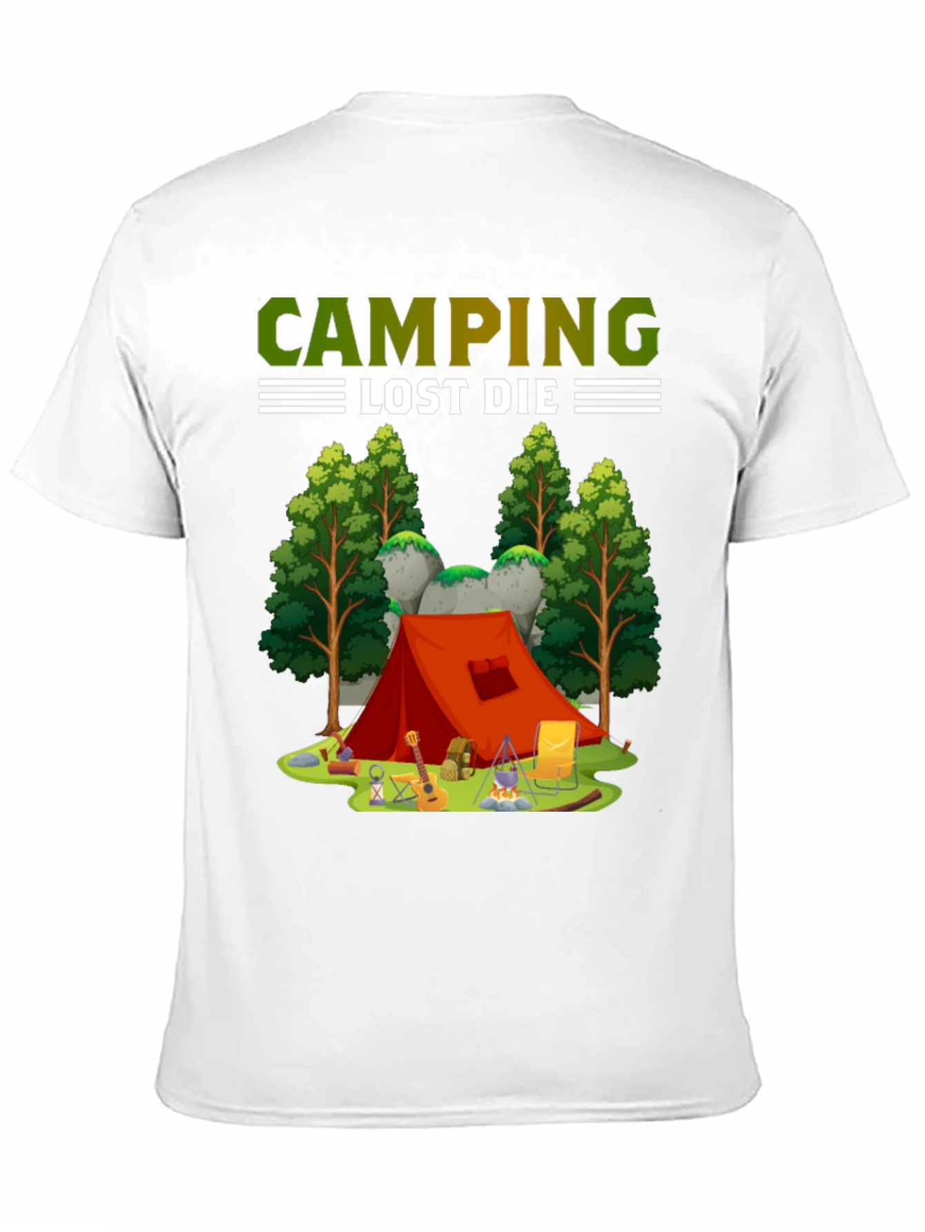 Camping T-Shirt Tent and Campfire Design