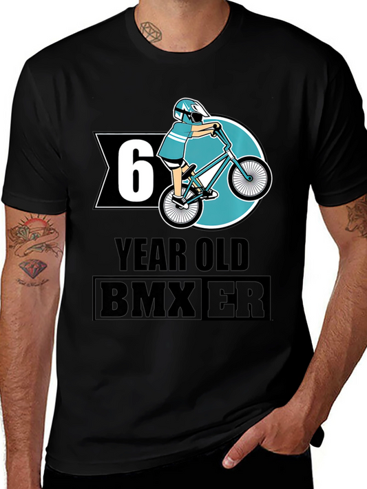 6 Year Old BMX Rider T-Shirt - Black Cotton Tee
