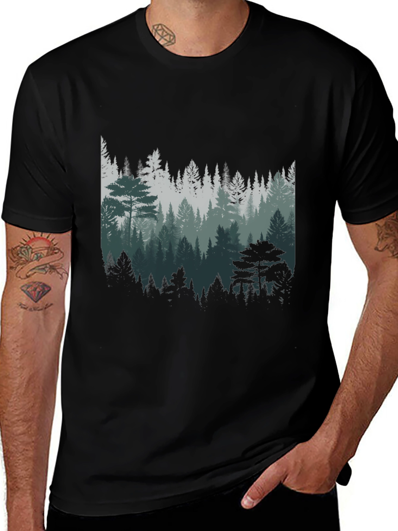 Mens Forest Graphic Tee - Nature Inspired Design