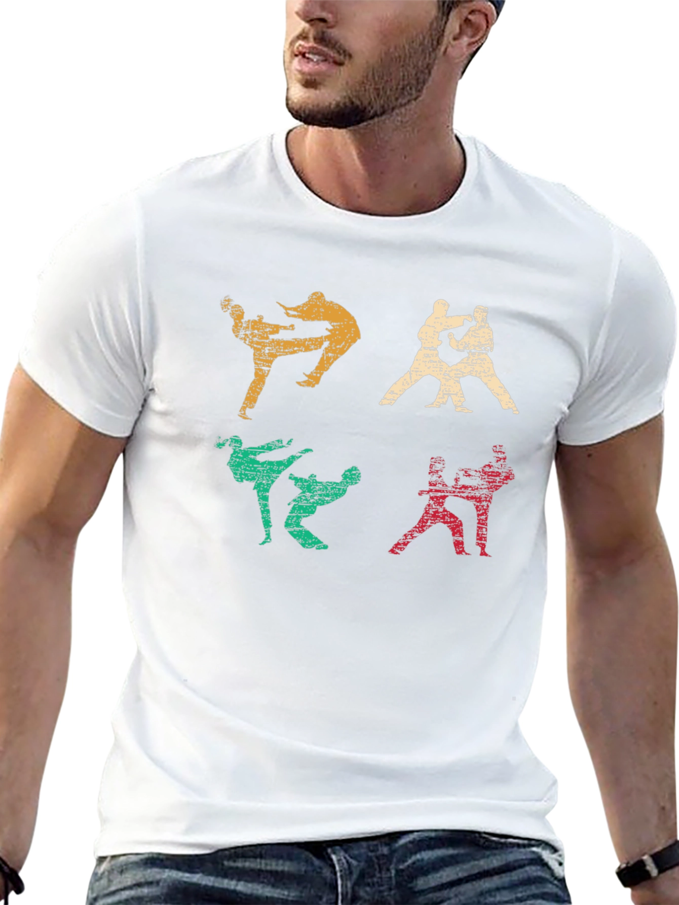 Martial Arts Graphic Print Black T-Shirt