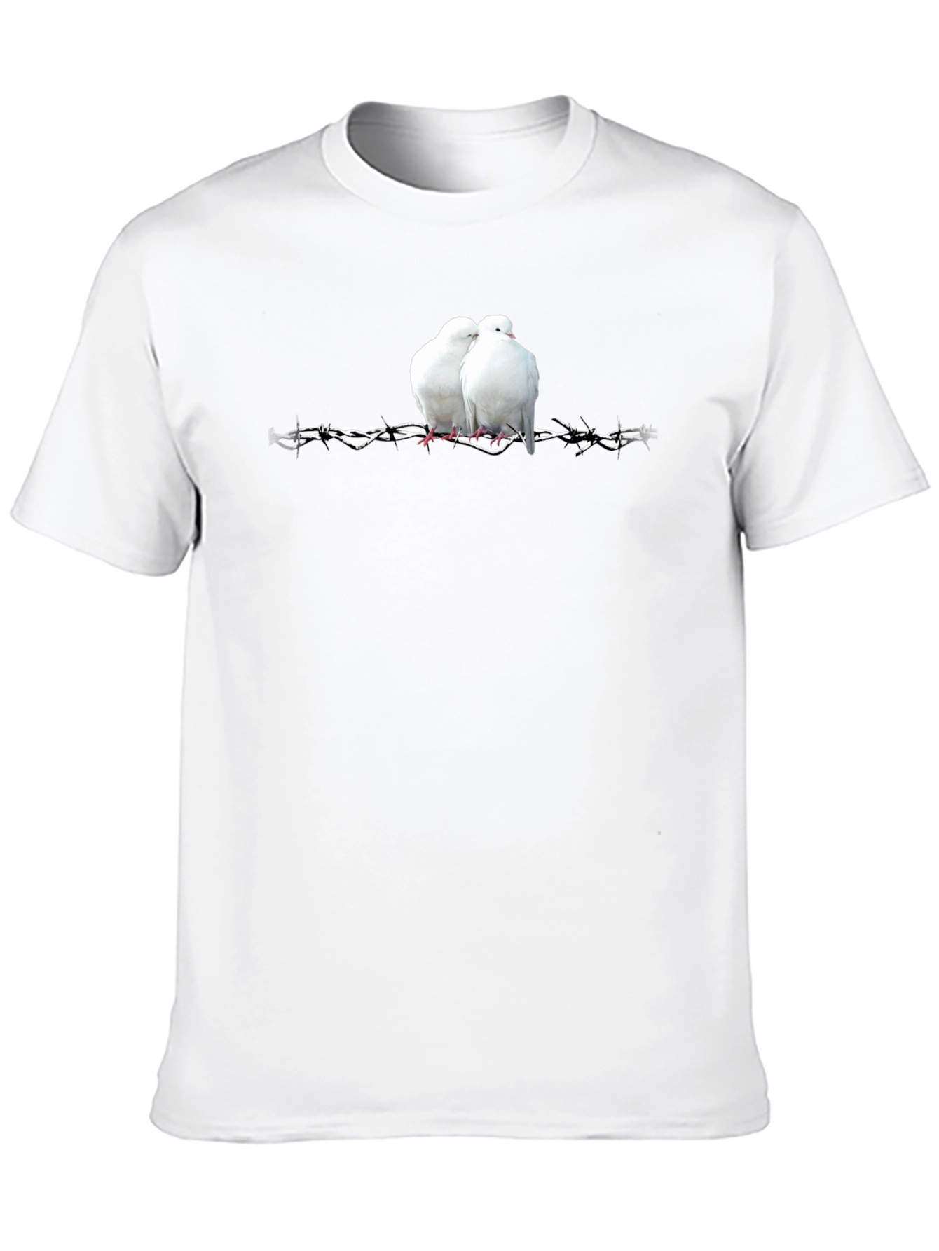 Doves on Barbed Wire Graphic Tee - Black