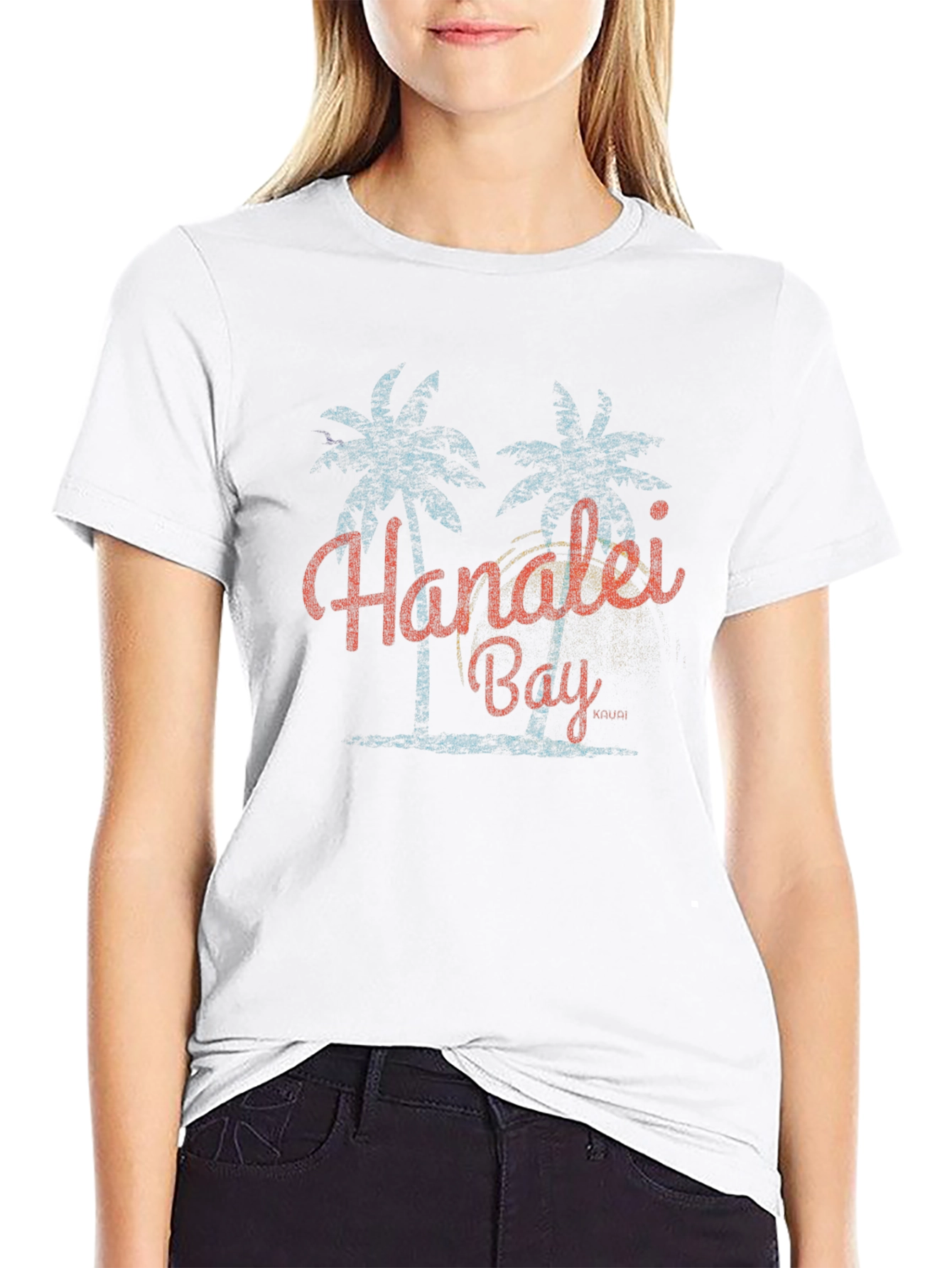 Hanalei Bay Graphic T-Shirt - Retro Palm Tree Design