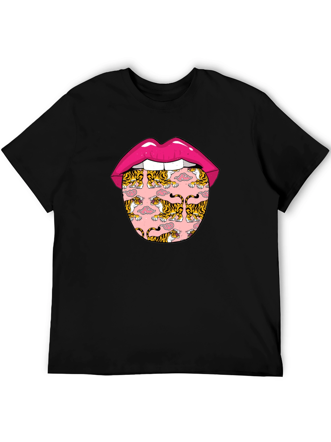 Tiger Tongue Graphic Tee - Black Unisex T-Shirt