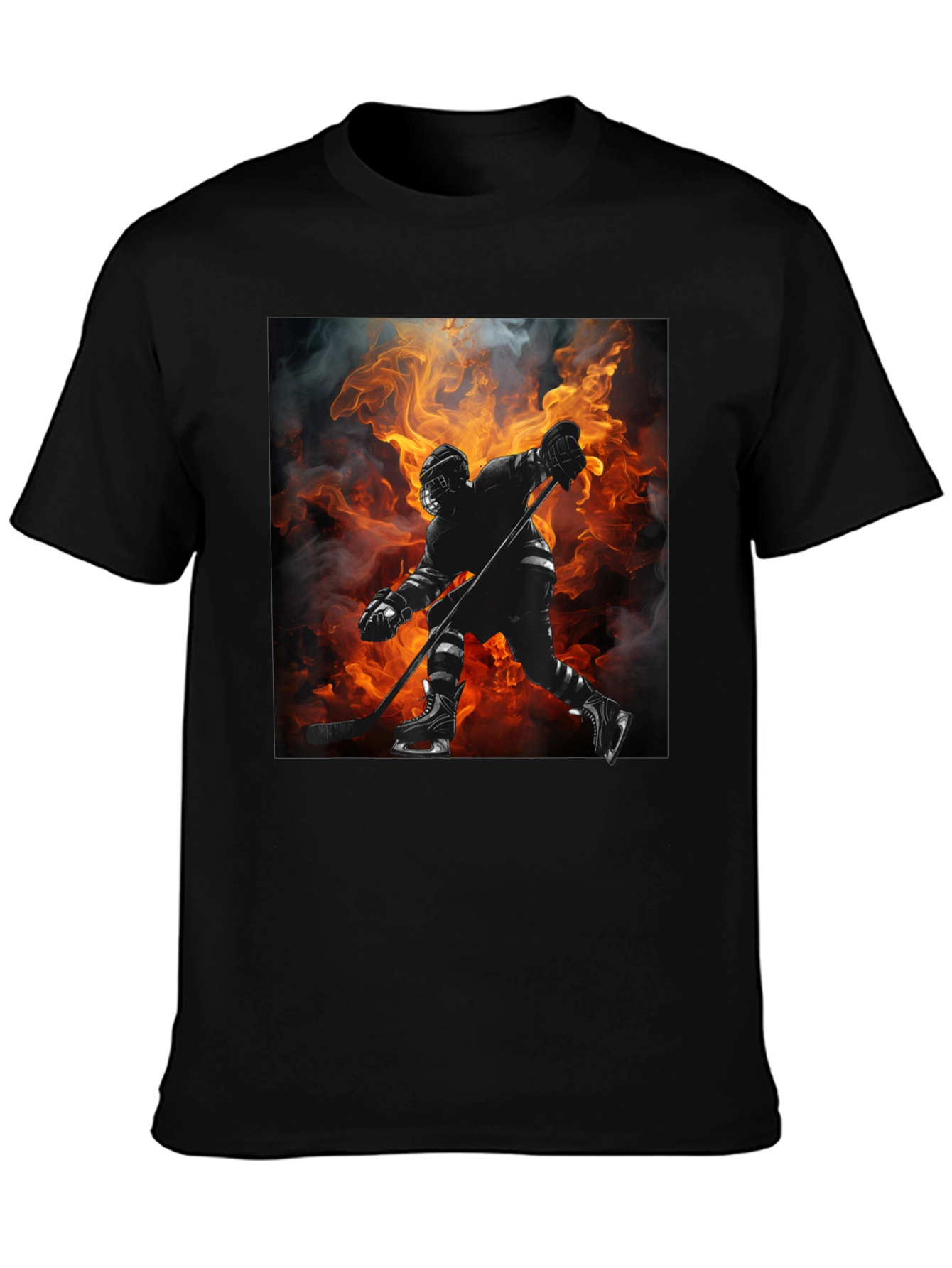 Hockey Player Flames Graphic T-Shirt