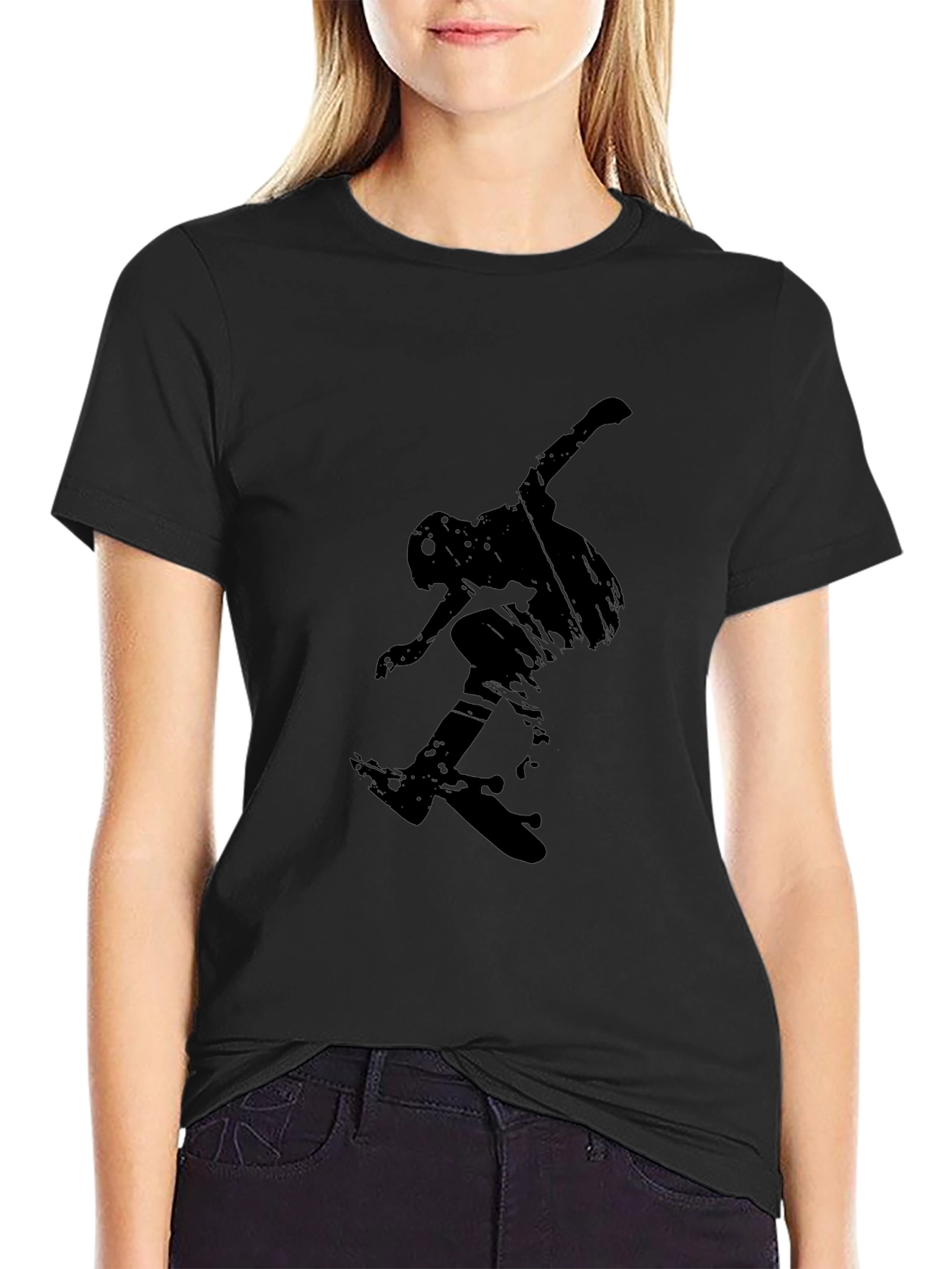 Skateboarder Graphic Tee - Cool Black T-Shirt