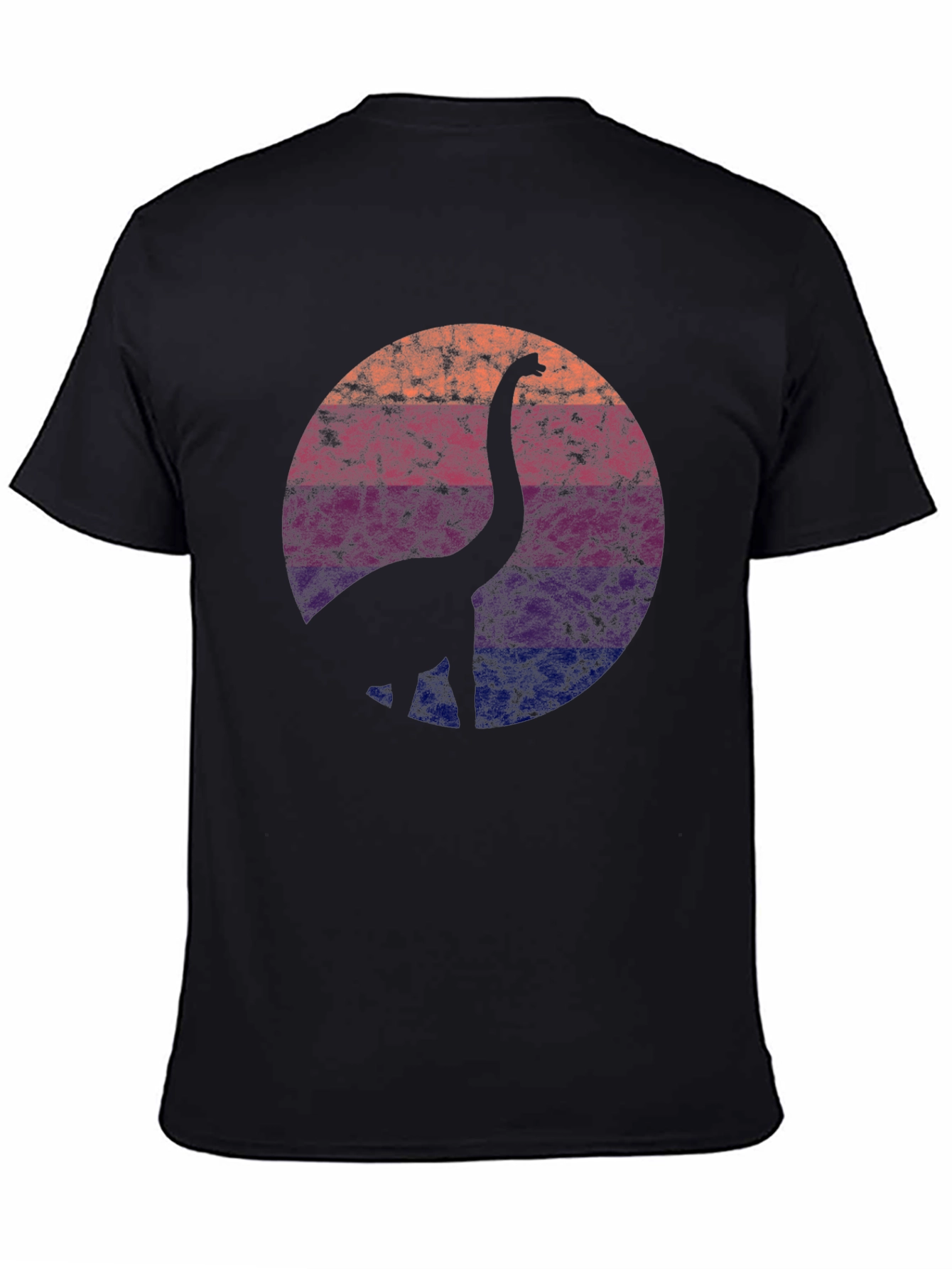 Retro Dinosaur Silhouette Graphic Tee - Black