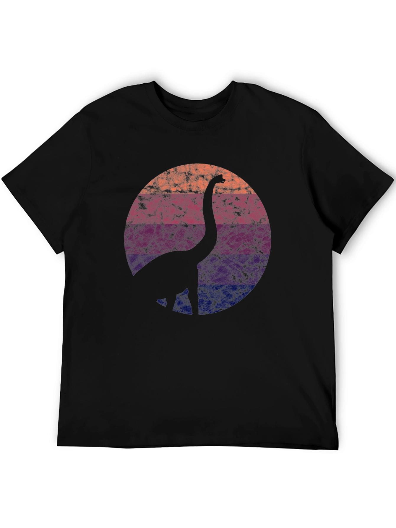 Retro Dinosaur Silhouette Graphic Tee - Black
