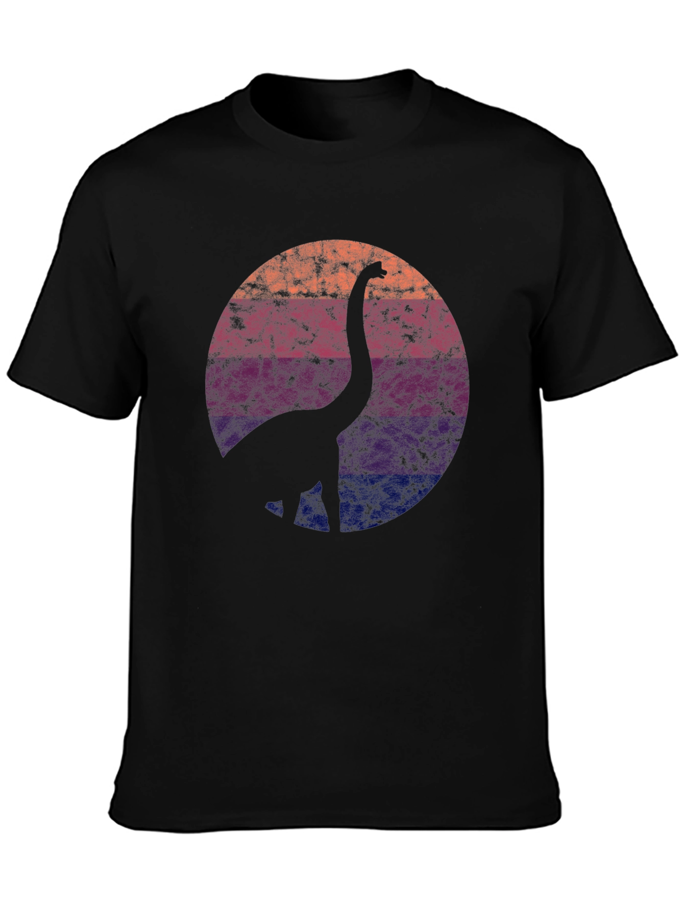 Retro Dinosaur Silhouette Graphic Tee - Black