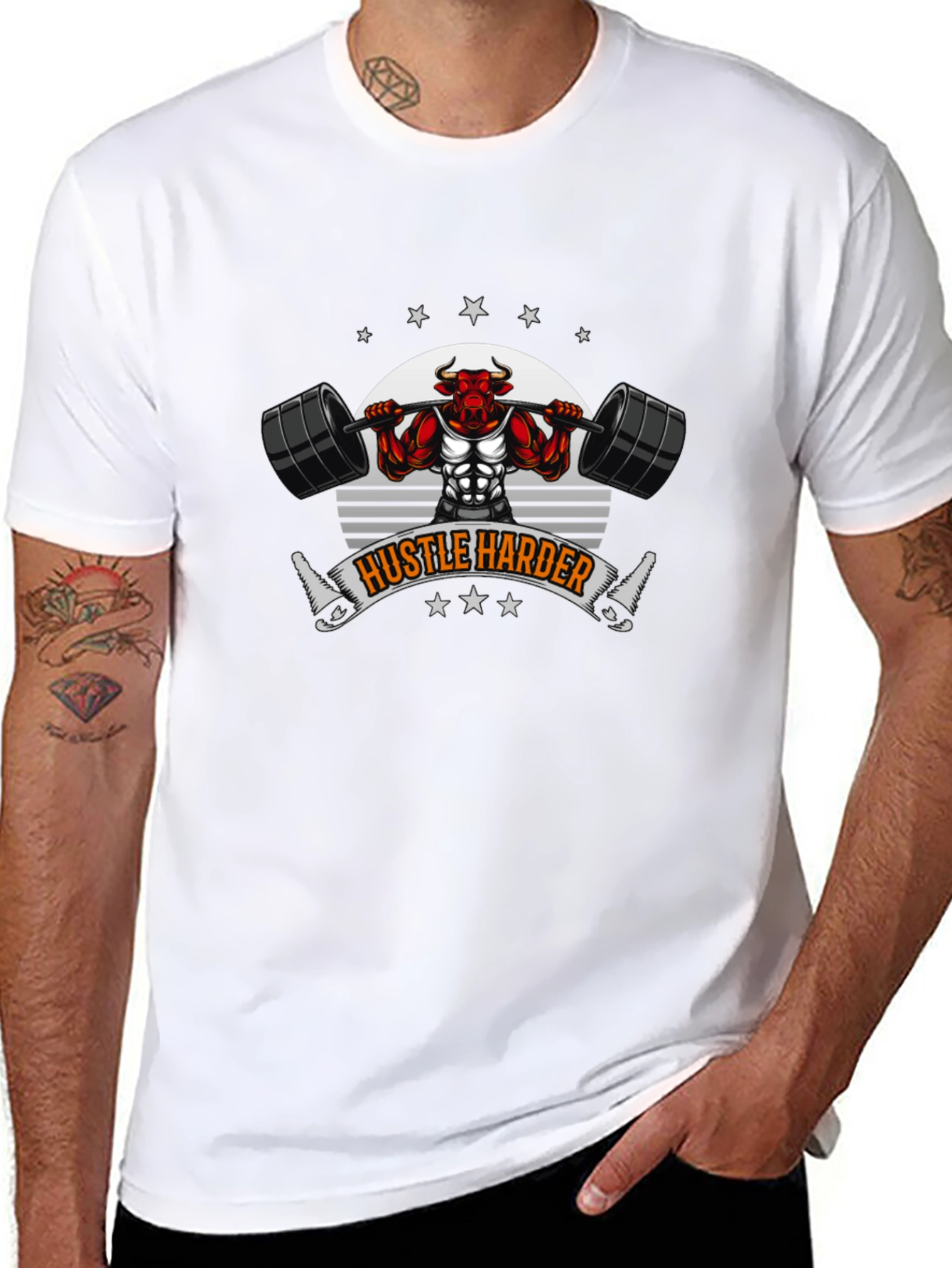 Hustle Harder Bull Gym T-Shirt