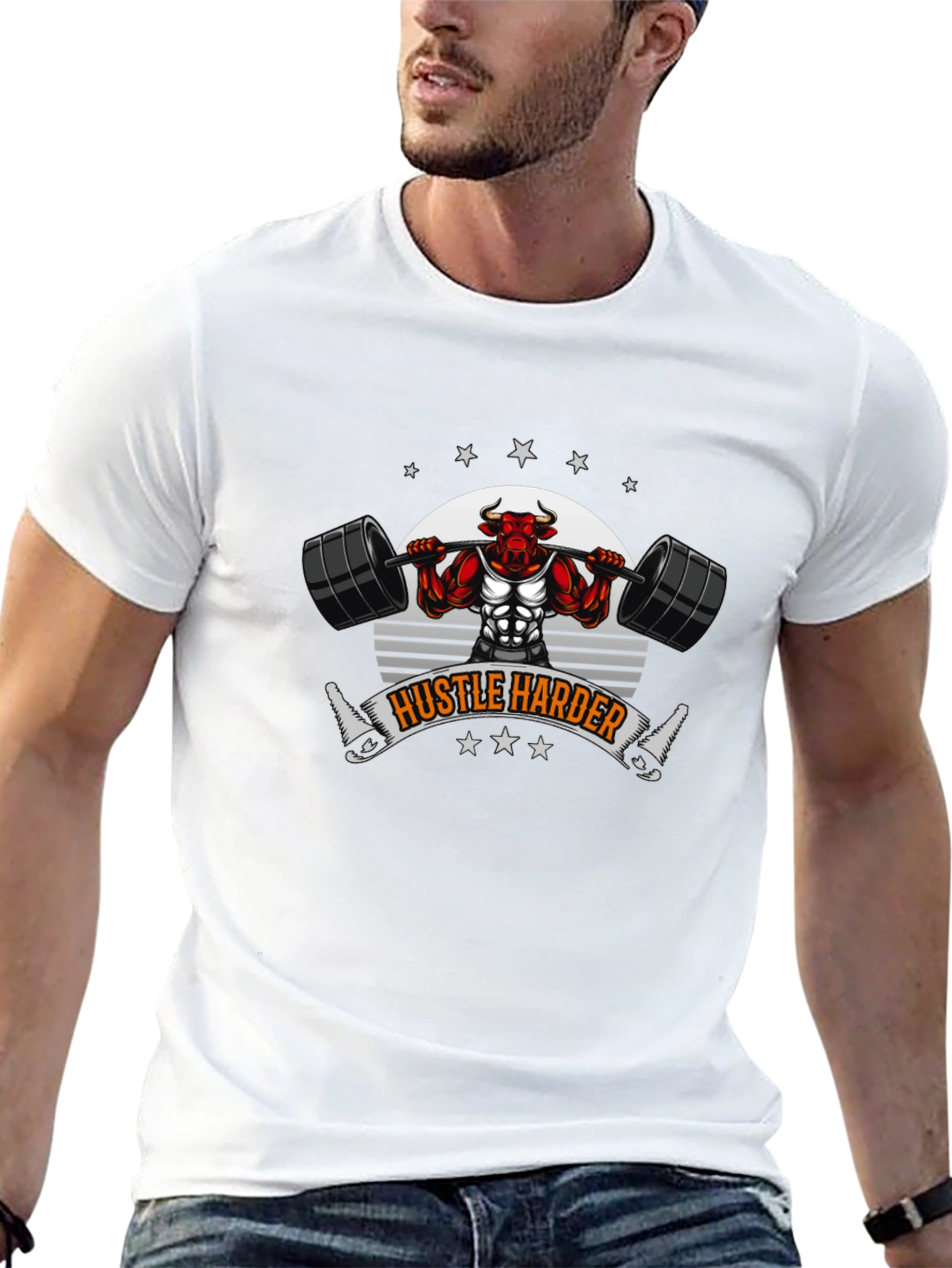 Hustle Harder Bull Gym T-Shirt