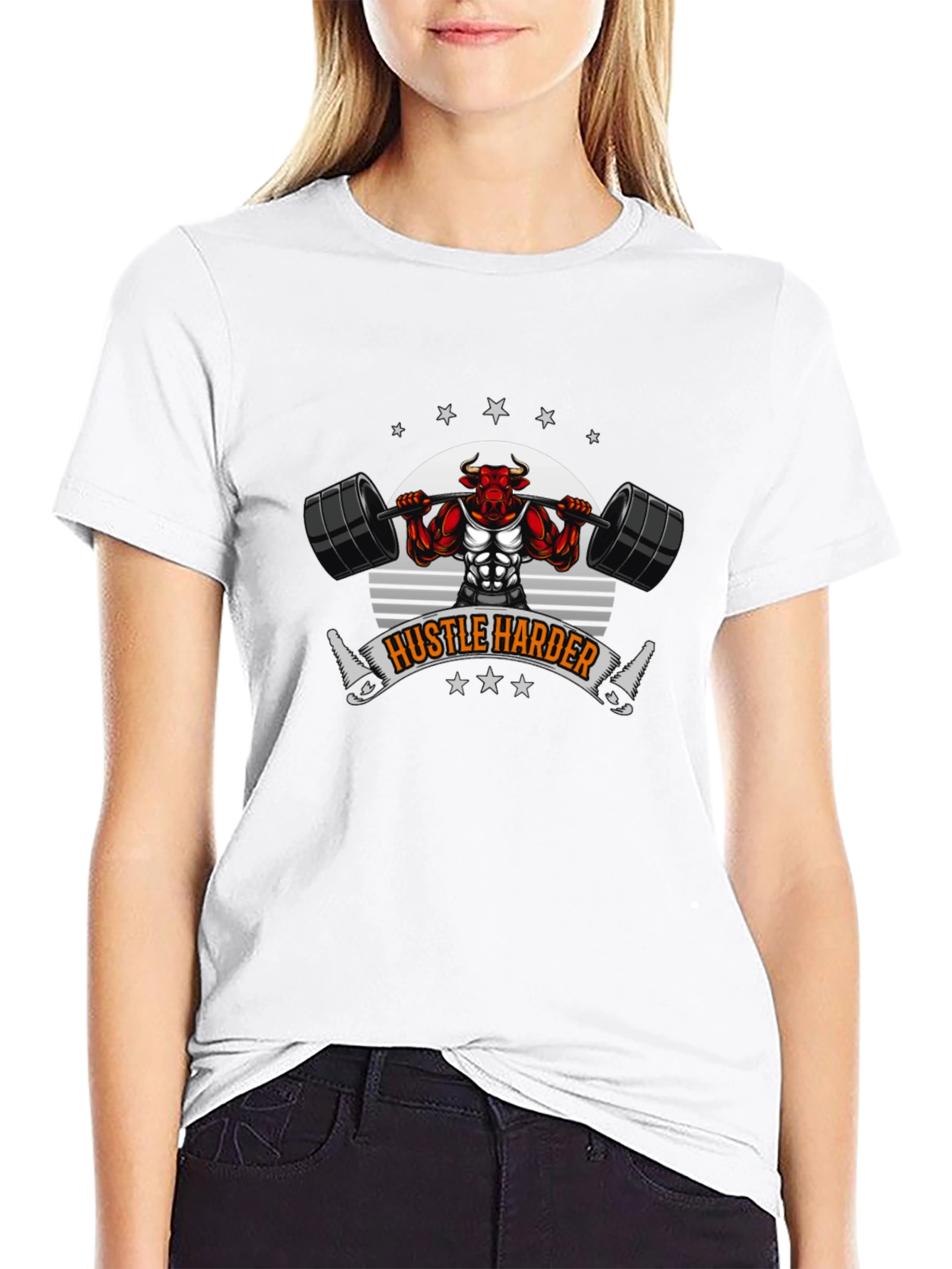 Hustle Harder Bull Gym T-Shirt