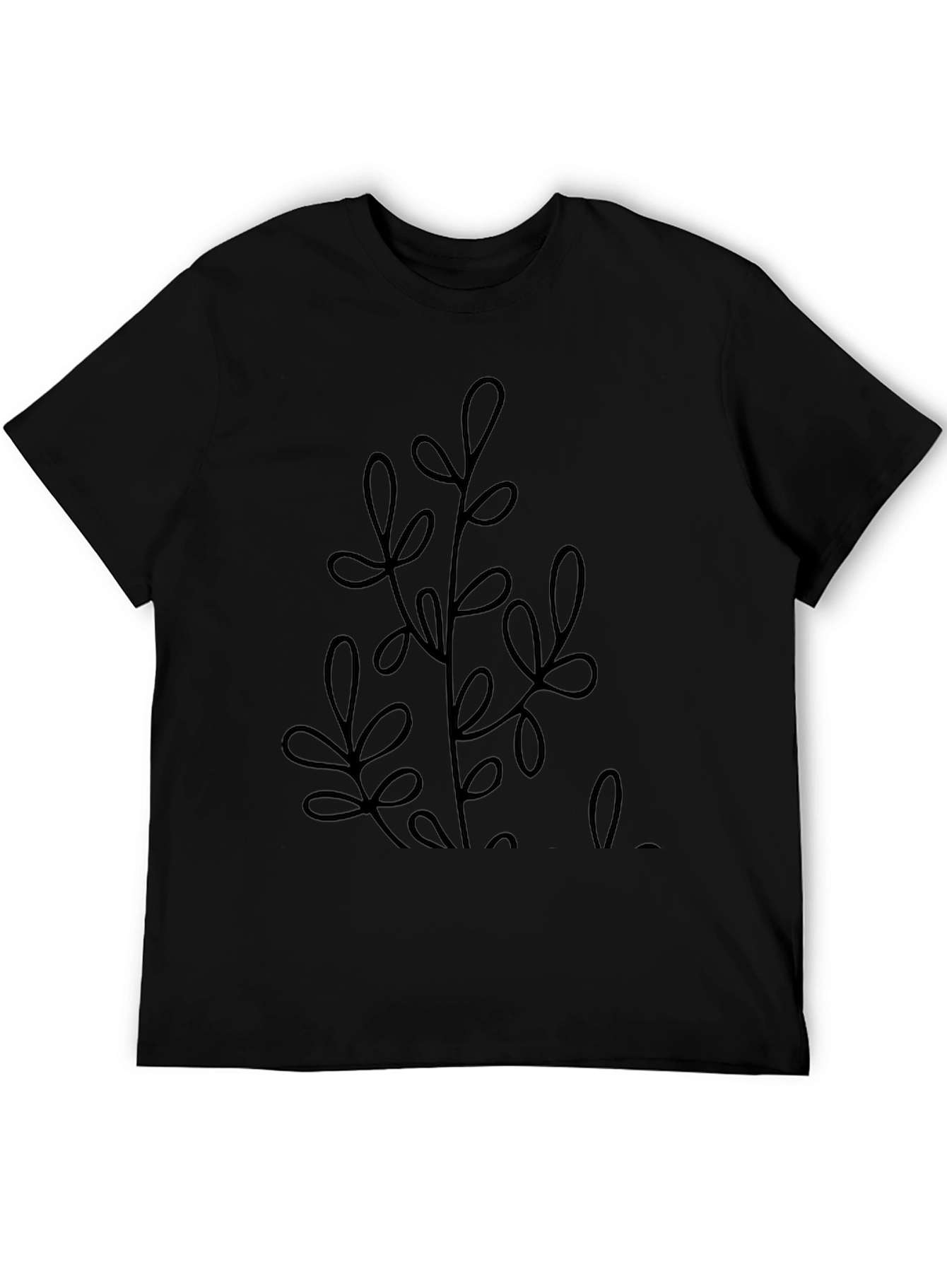 Minimalist Plant Graphic Black Tee