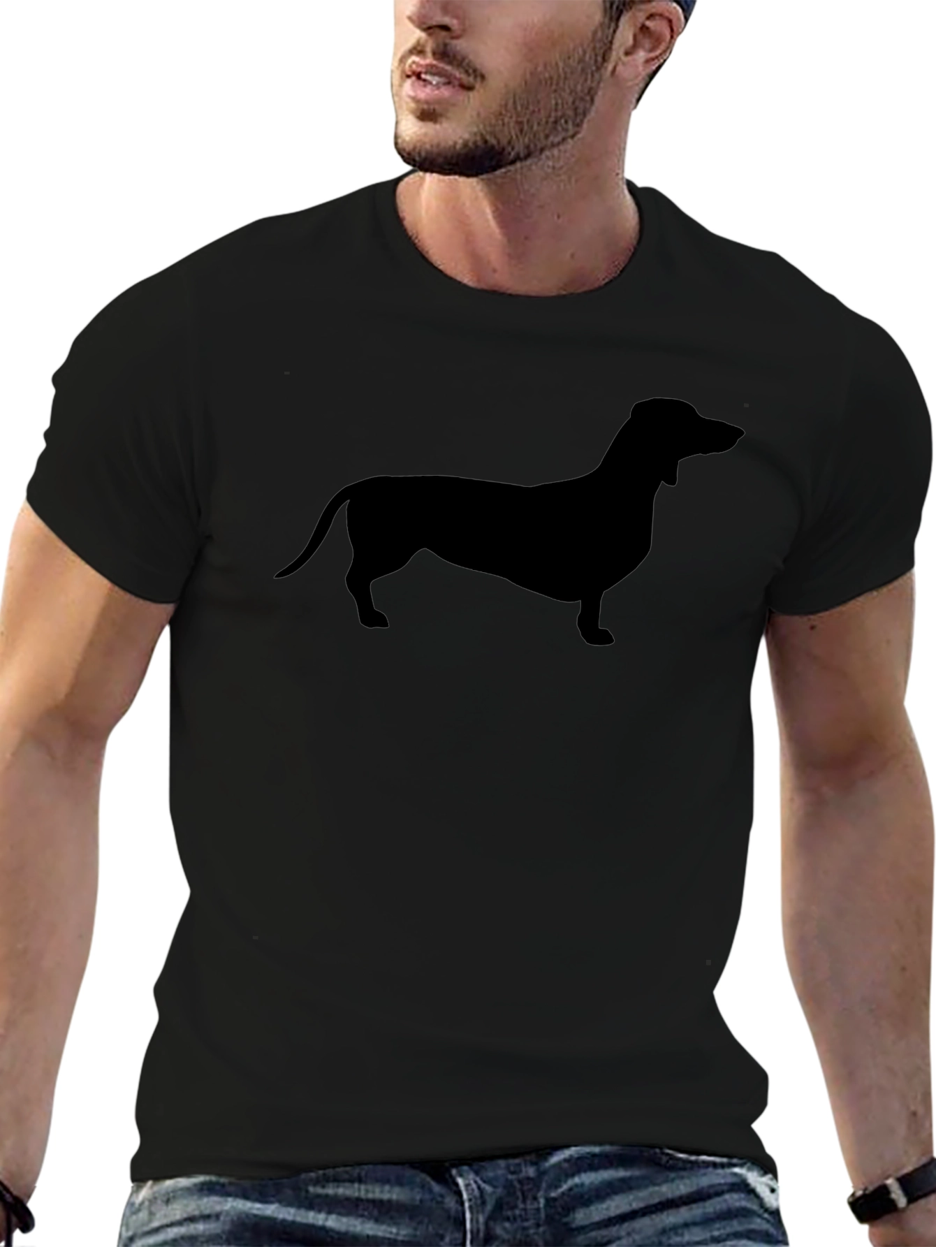 Dachshund Silhouette Black T-Shirt