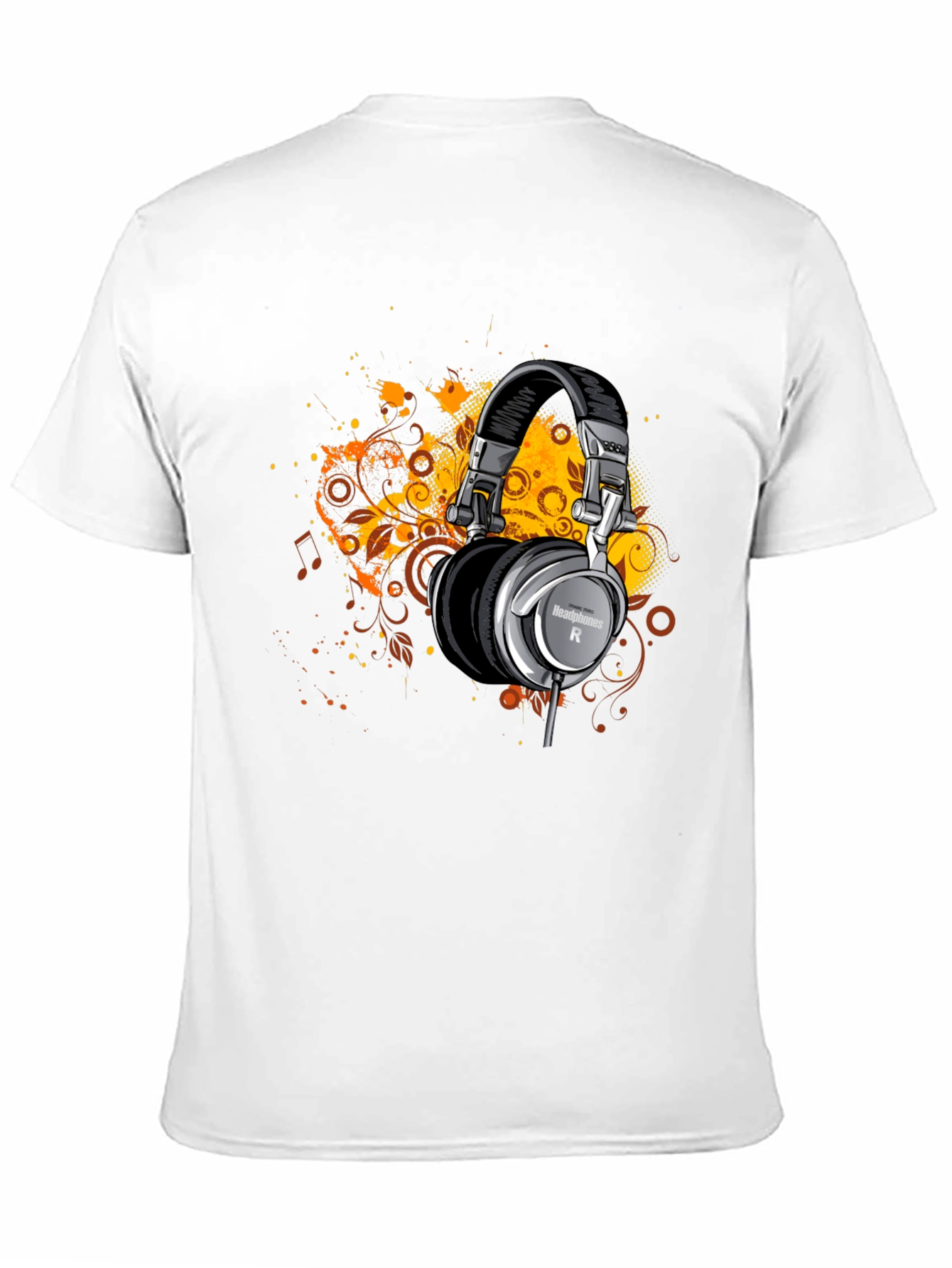 Headphones Graphic Print Black T-Shirt