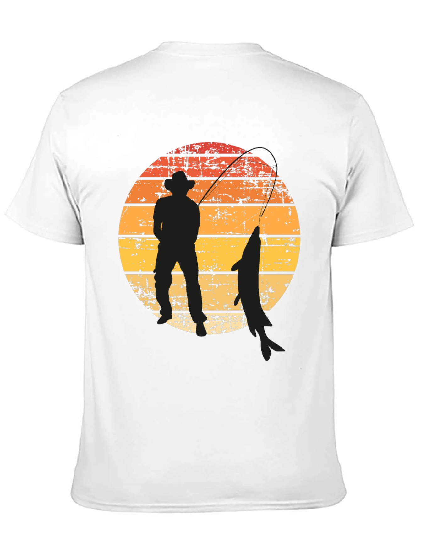Fisherman Silhouette Graphic Tee - Sunset Design