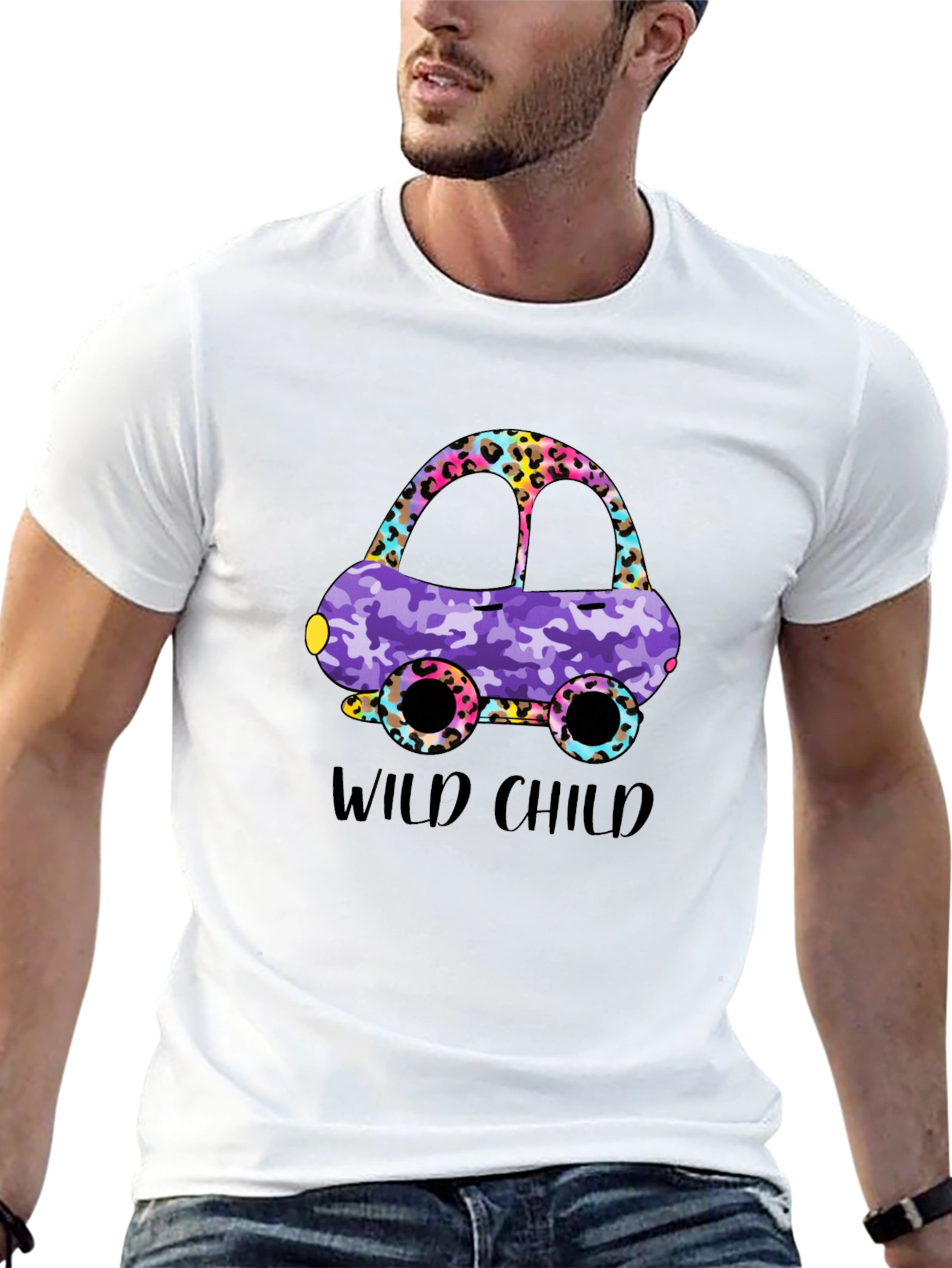 Wild Child Car Graphic T-Shirt - Fun Design