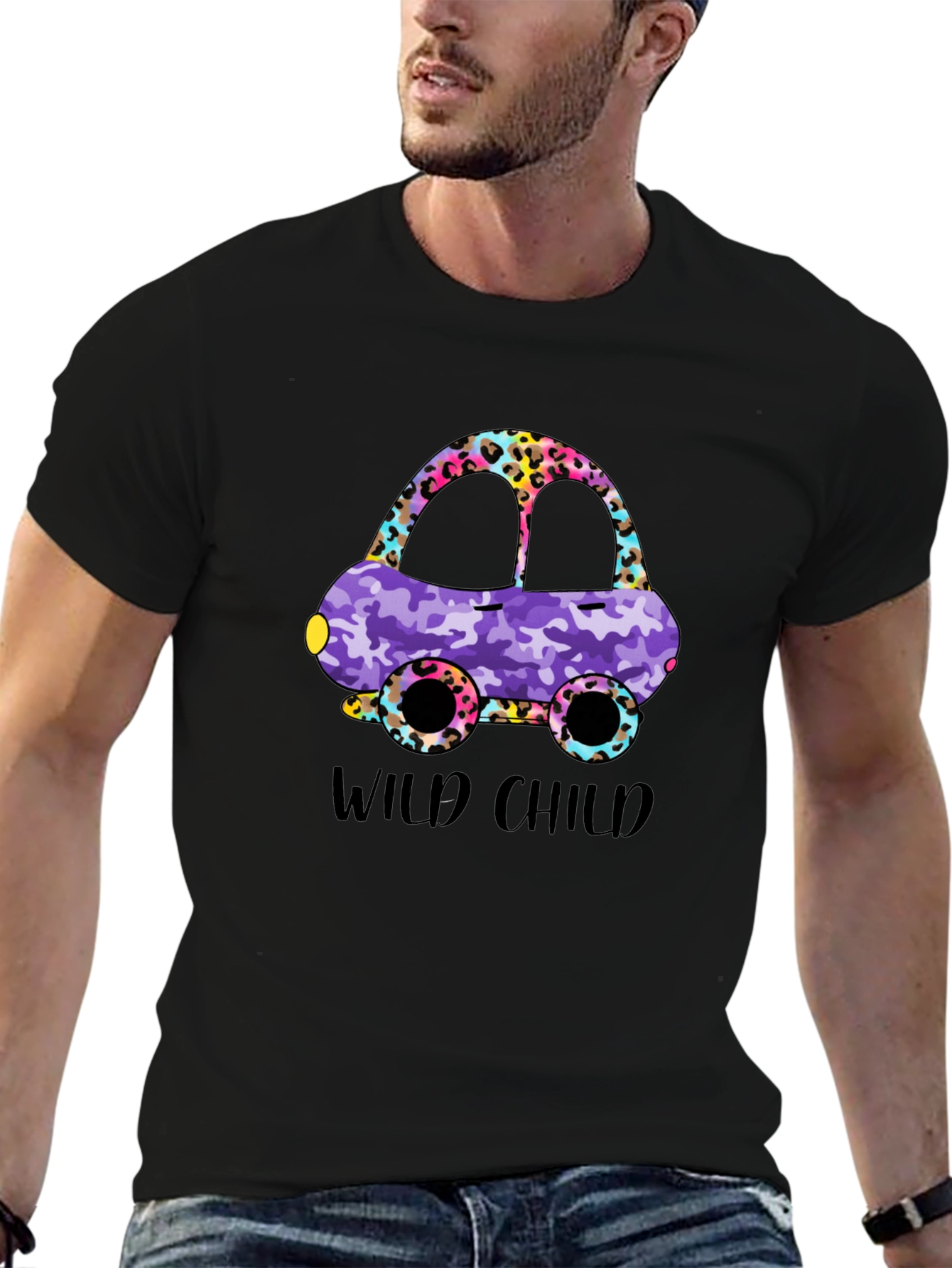 Wild Child Car Graphic T-Shirt - Fun Design