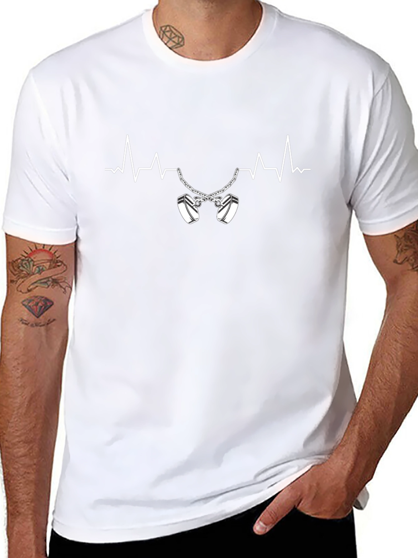 Heartbeat Handcuffs Black T-Shirt