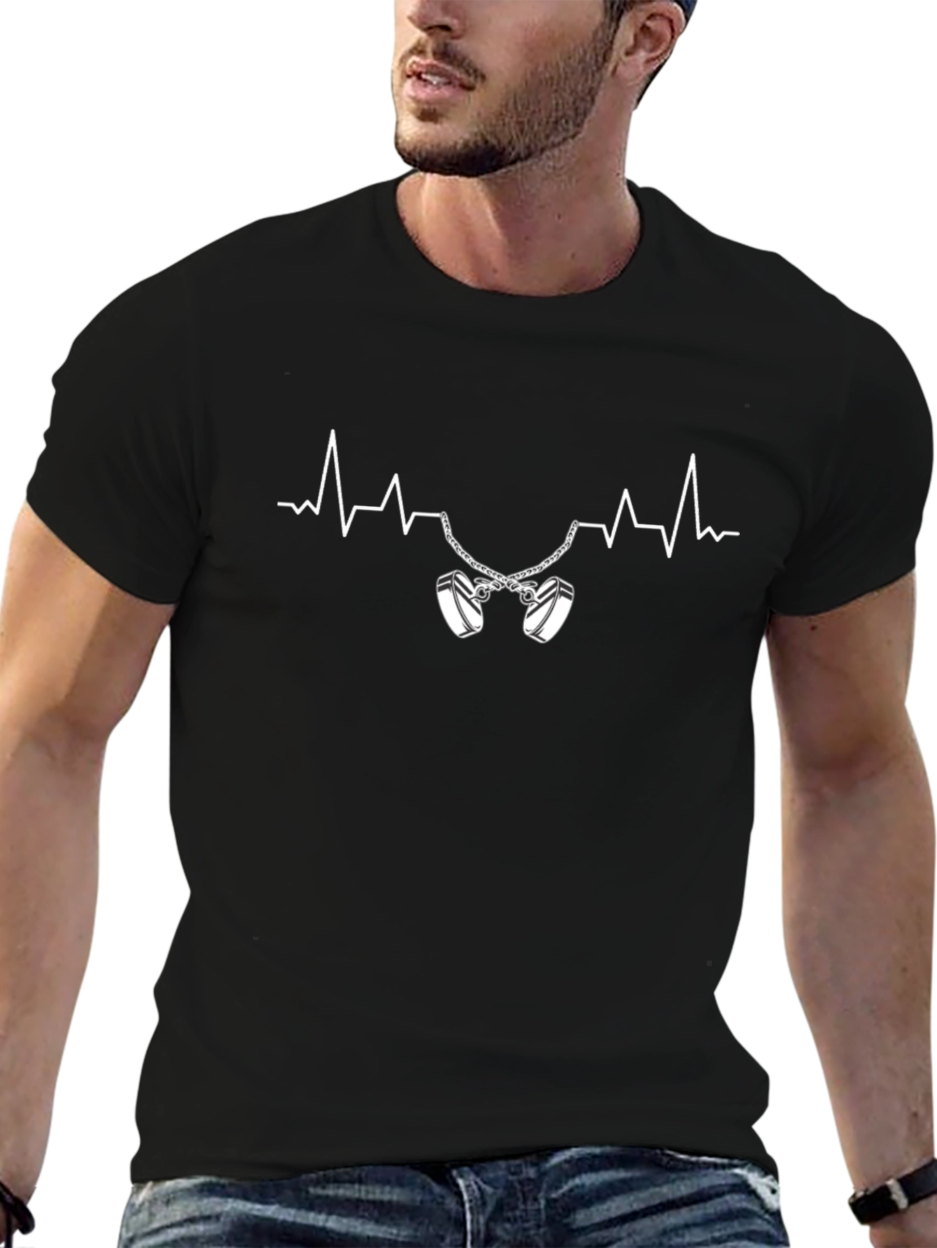 Heartbeat Handcuffs Black T-Shirt