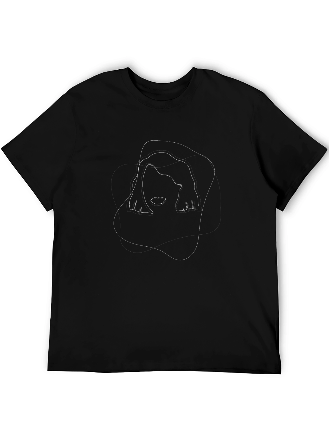 Abstract Line Art Graphic Tee - Black
