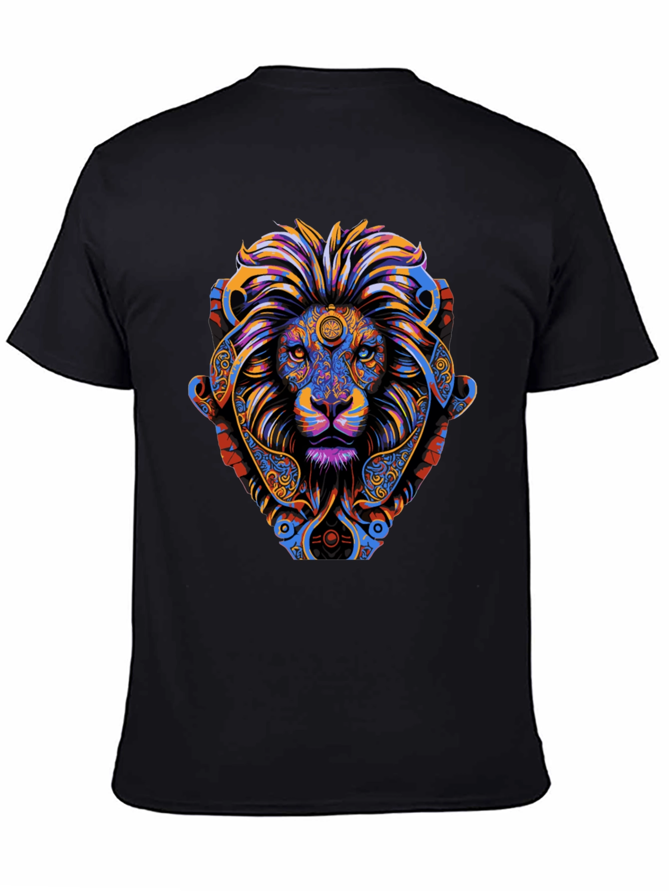 Psychedelic Lion Graphic Tee - Vibrant Mens T-Shirt