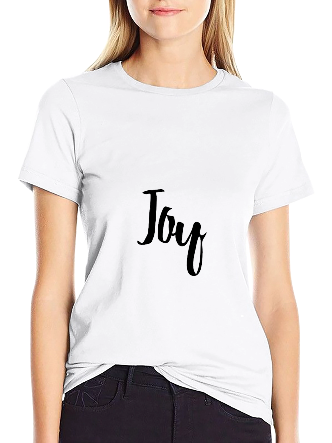 Joy Script Tee - Soft Black Cotton T-Shirt
