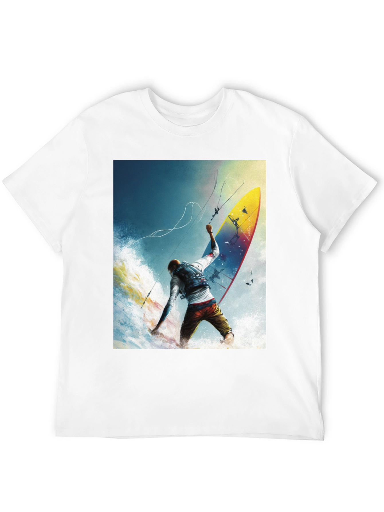 Surfing Print Black T-Shirt
