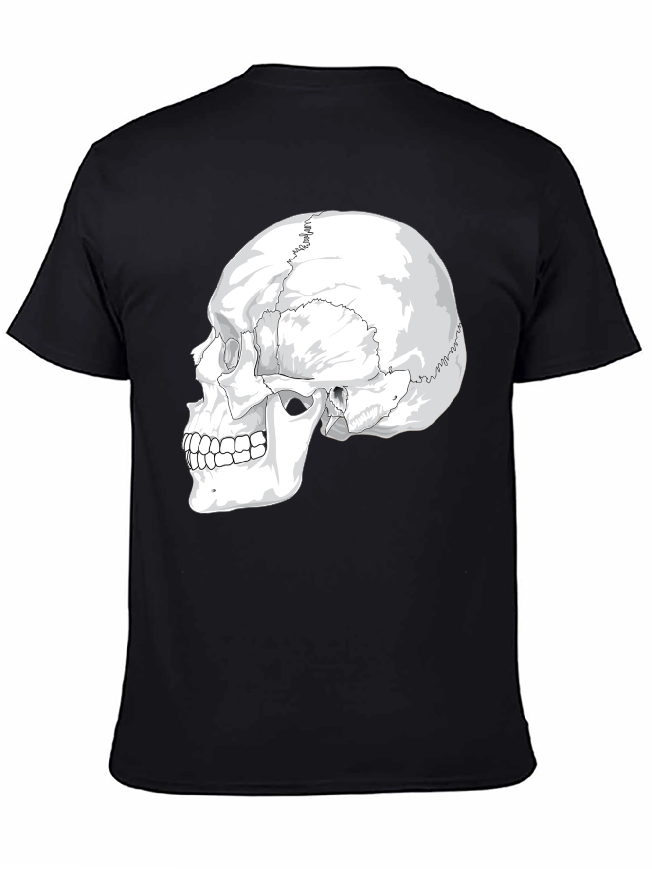 Anatomical Skull Graphic Tee - Black Cotton