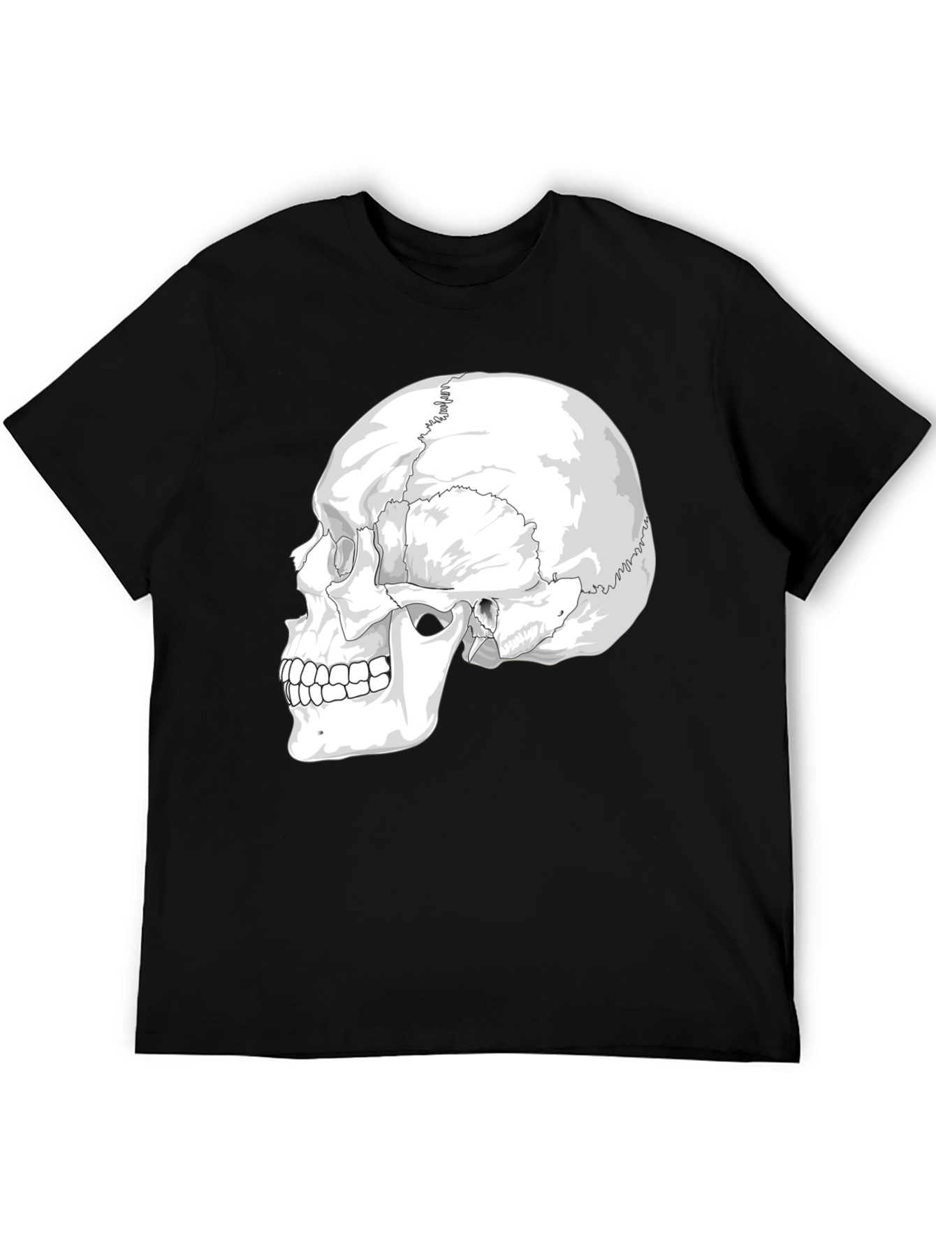 Anatomical Skull Graphic Tee - Black Cotton