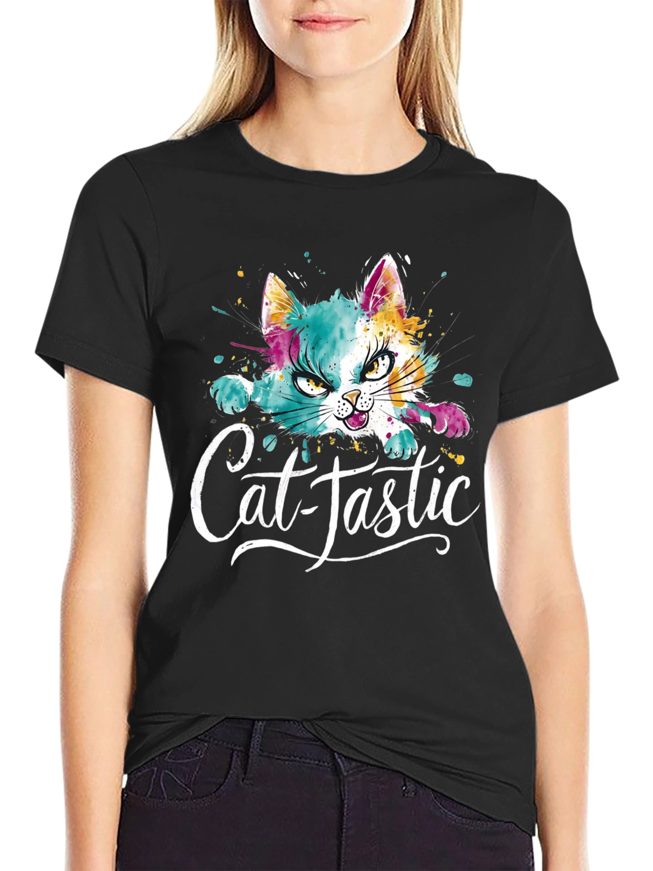 Cat-Tastic Watercolor Graphic Tee