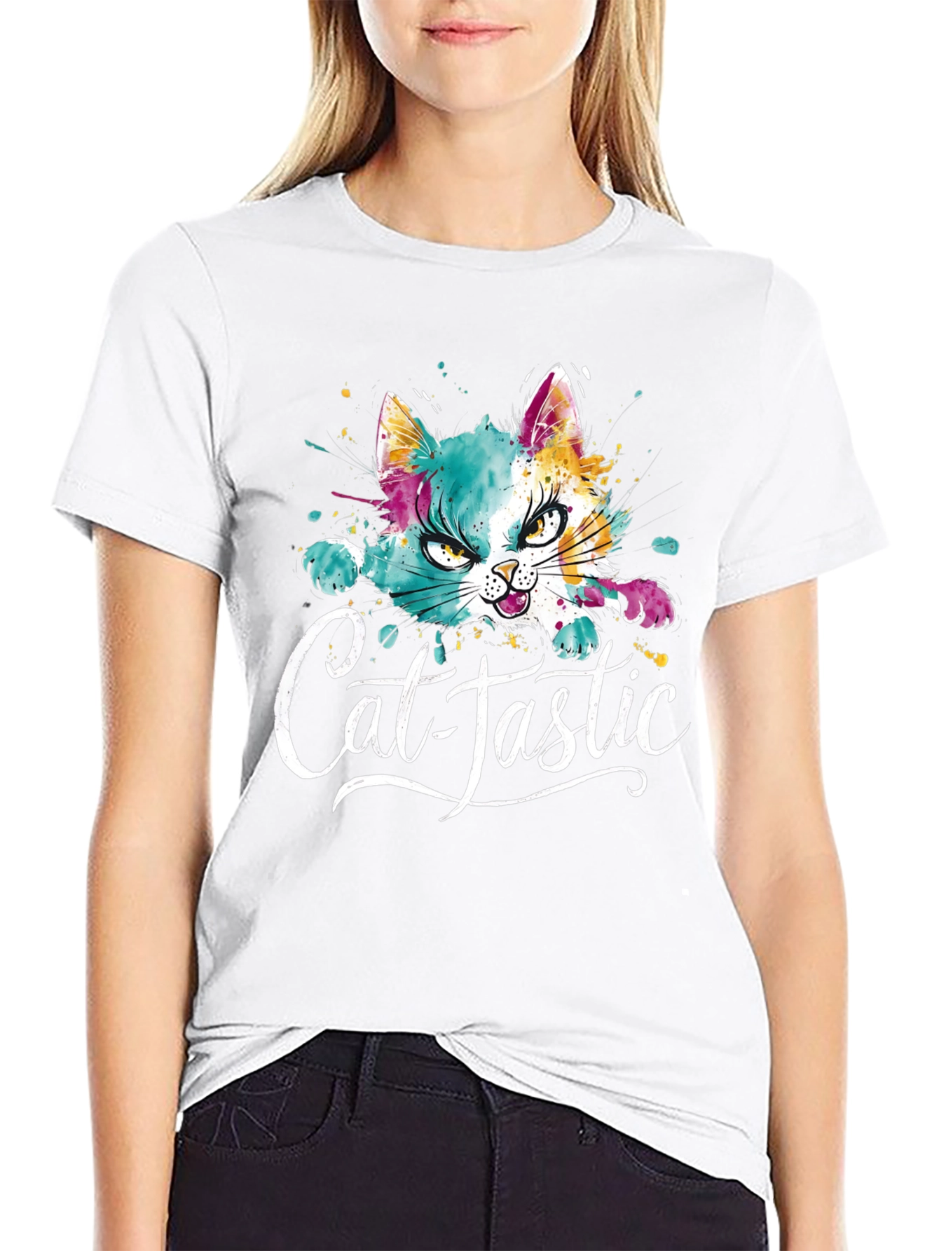 Cat-Tastic Watercolor Graphic Tee