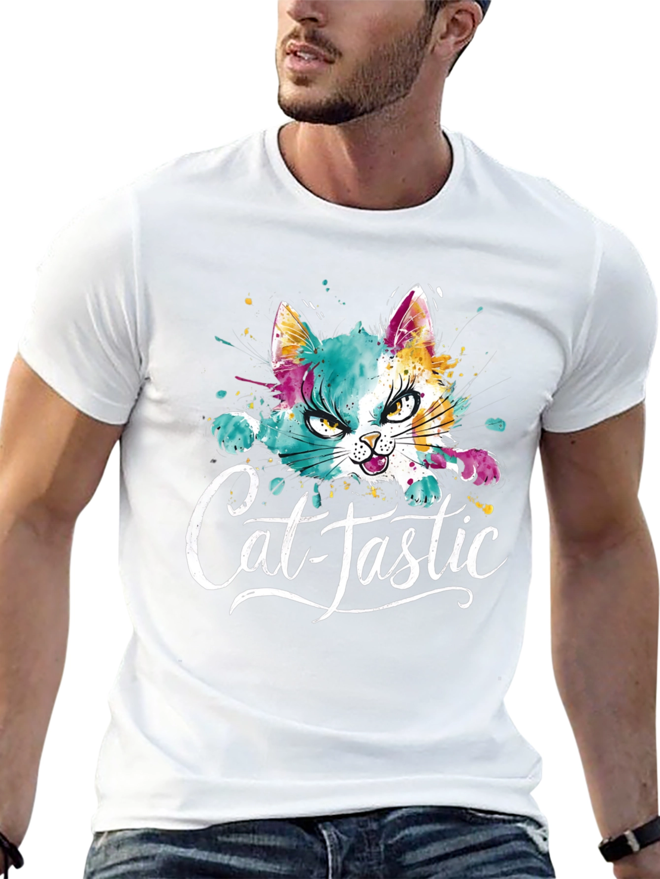 Cat-Tastic Watercolor Graphic Tee