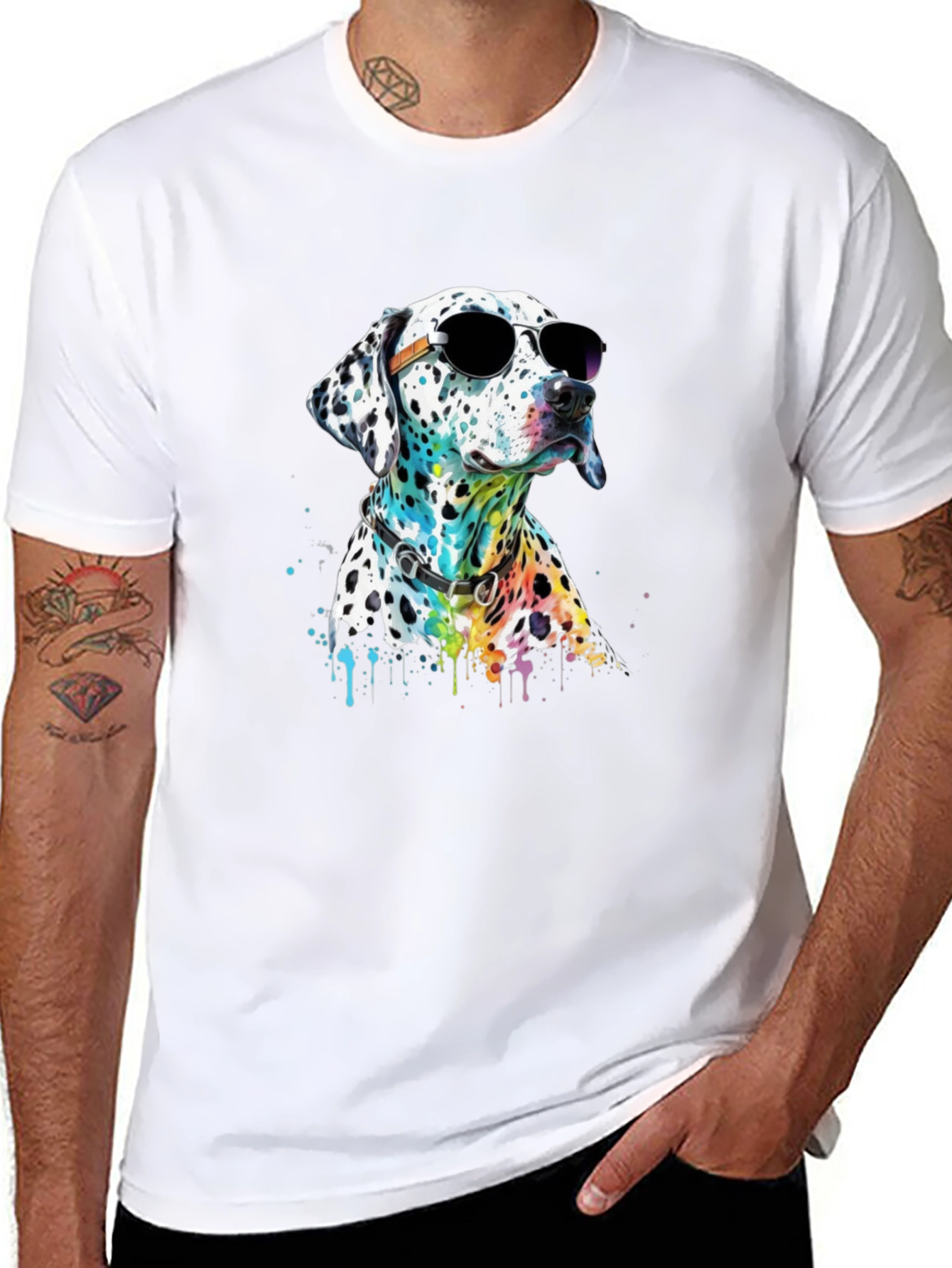 Cool Dalmatian Dog T-Shirt - Black