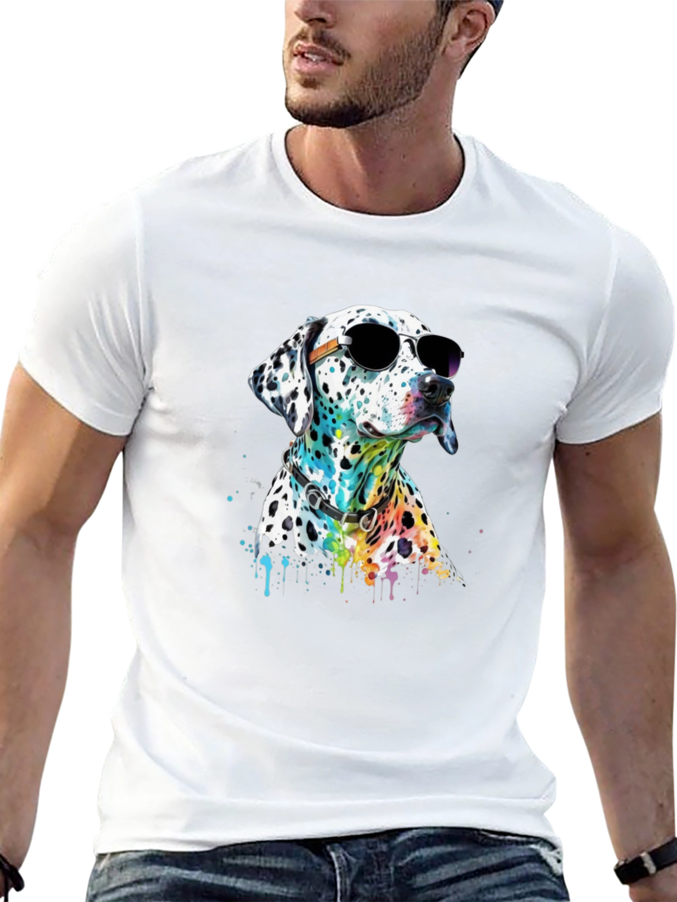 Cool Dalmatian Dog T-Shirt - Black