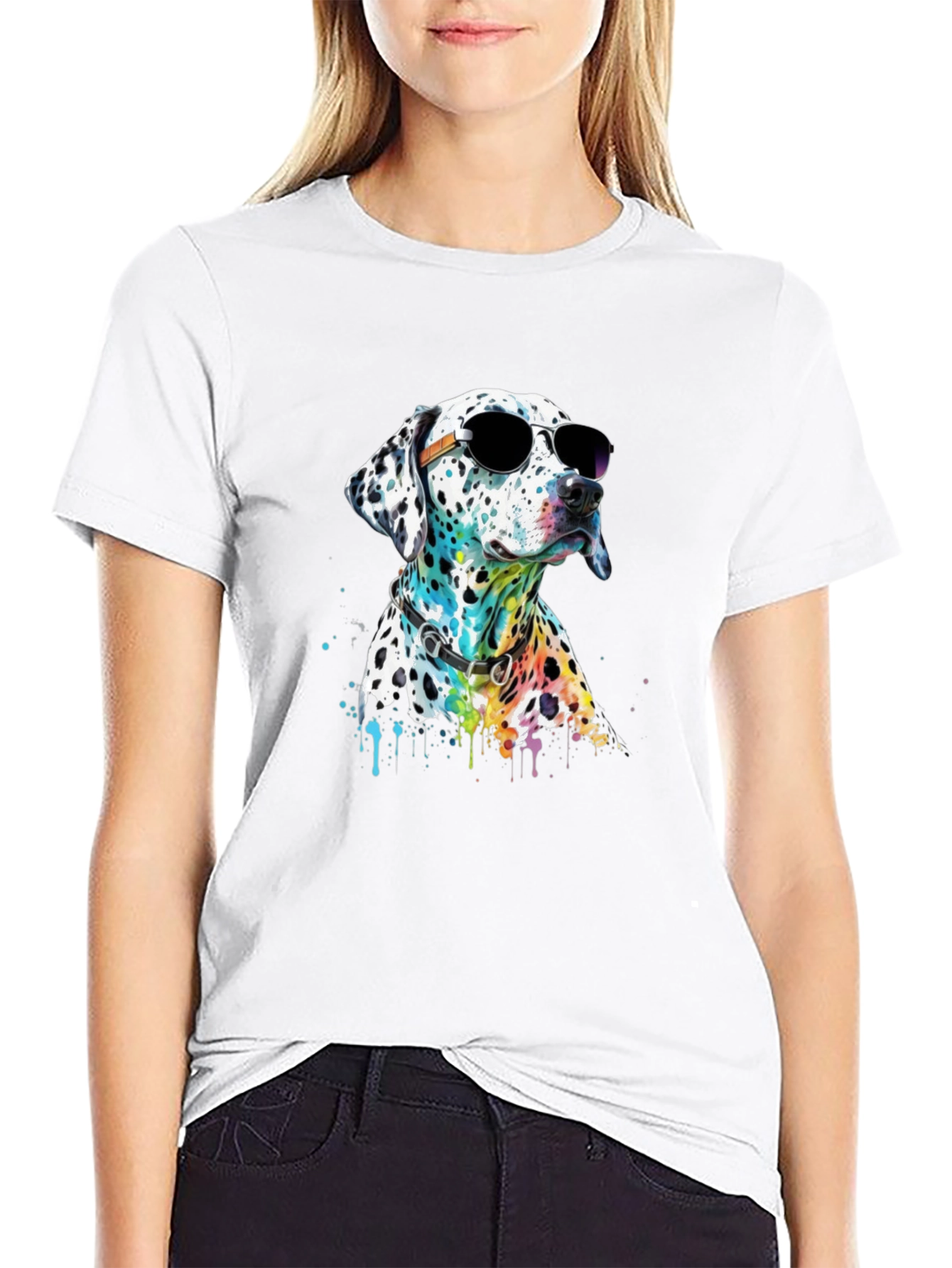 Cool Dalmatian Dog T-Shirt - Black