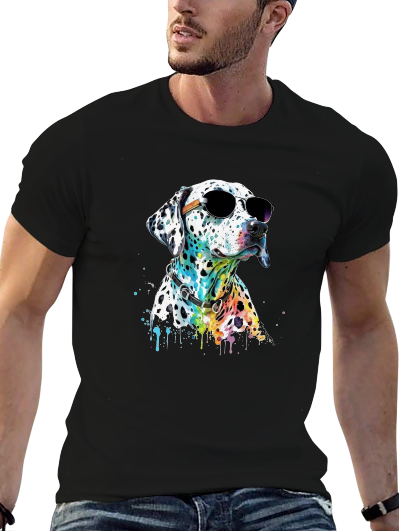 Cool Dalmatian Dog T-Shirt - Black