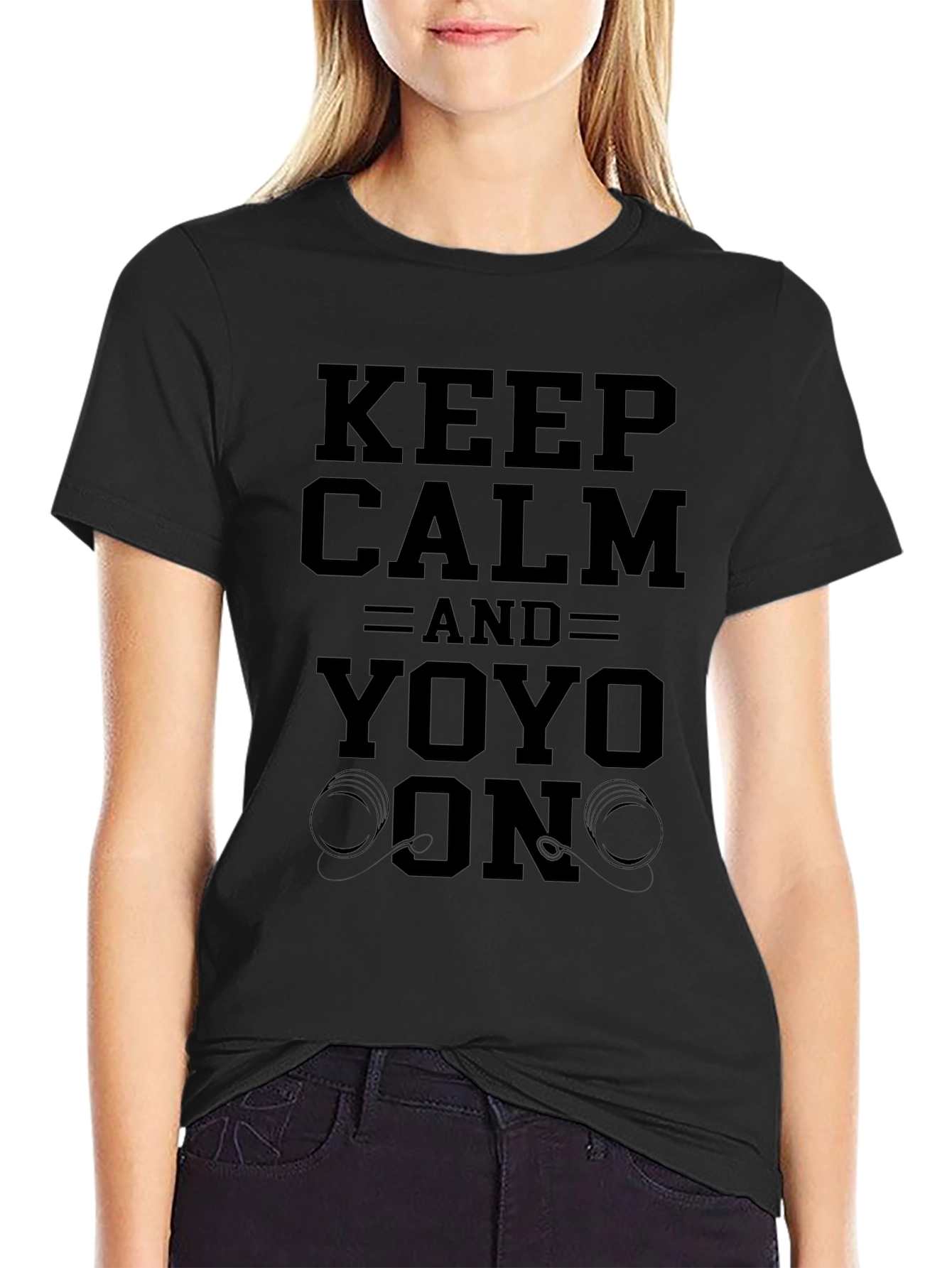 Keep Calm & Yoyo On Black Graphic T-Shirt