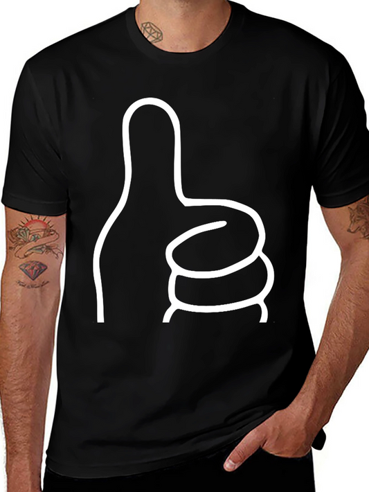 Thumbs Up Graphic Tee - Black Cotton Casual Shirt